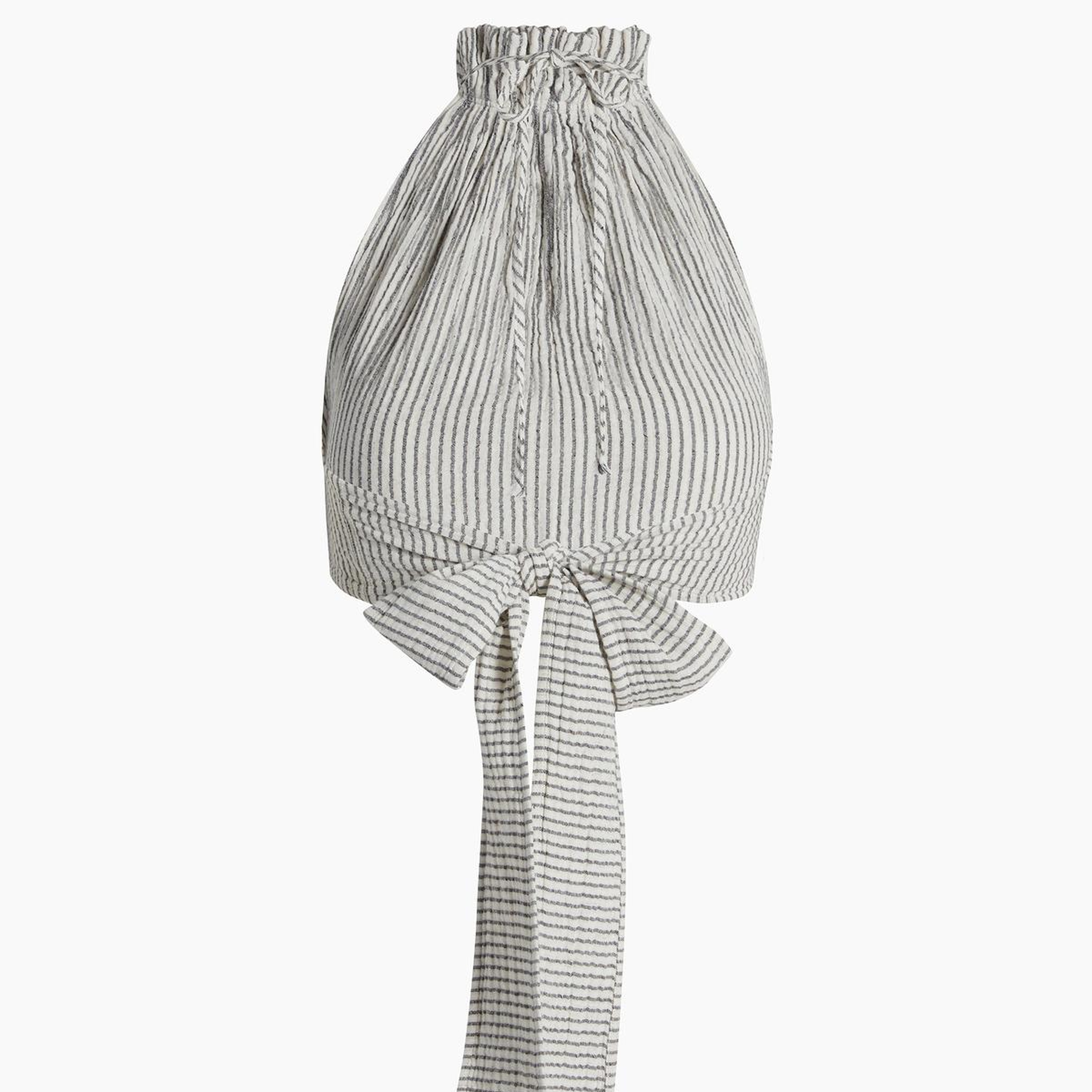 İKİKIZ Crinkle Çizgili Halter Yaka Bluz Kadın Renkli