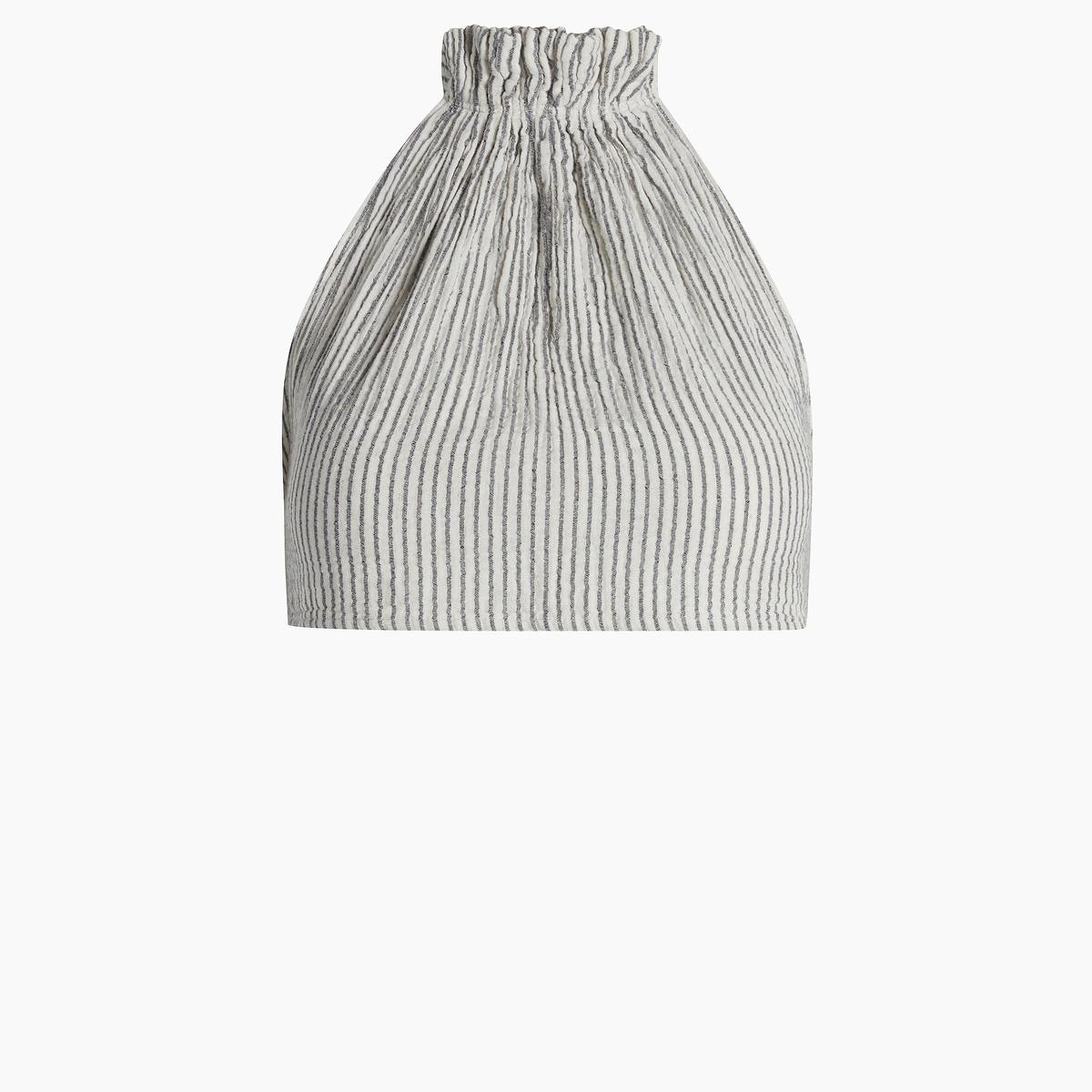 İKİKIZ Crinkle Çizgili Halter Yaka Bluz Kadın Renkli