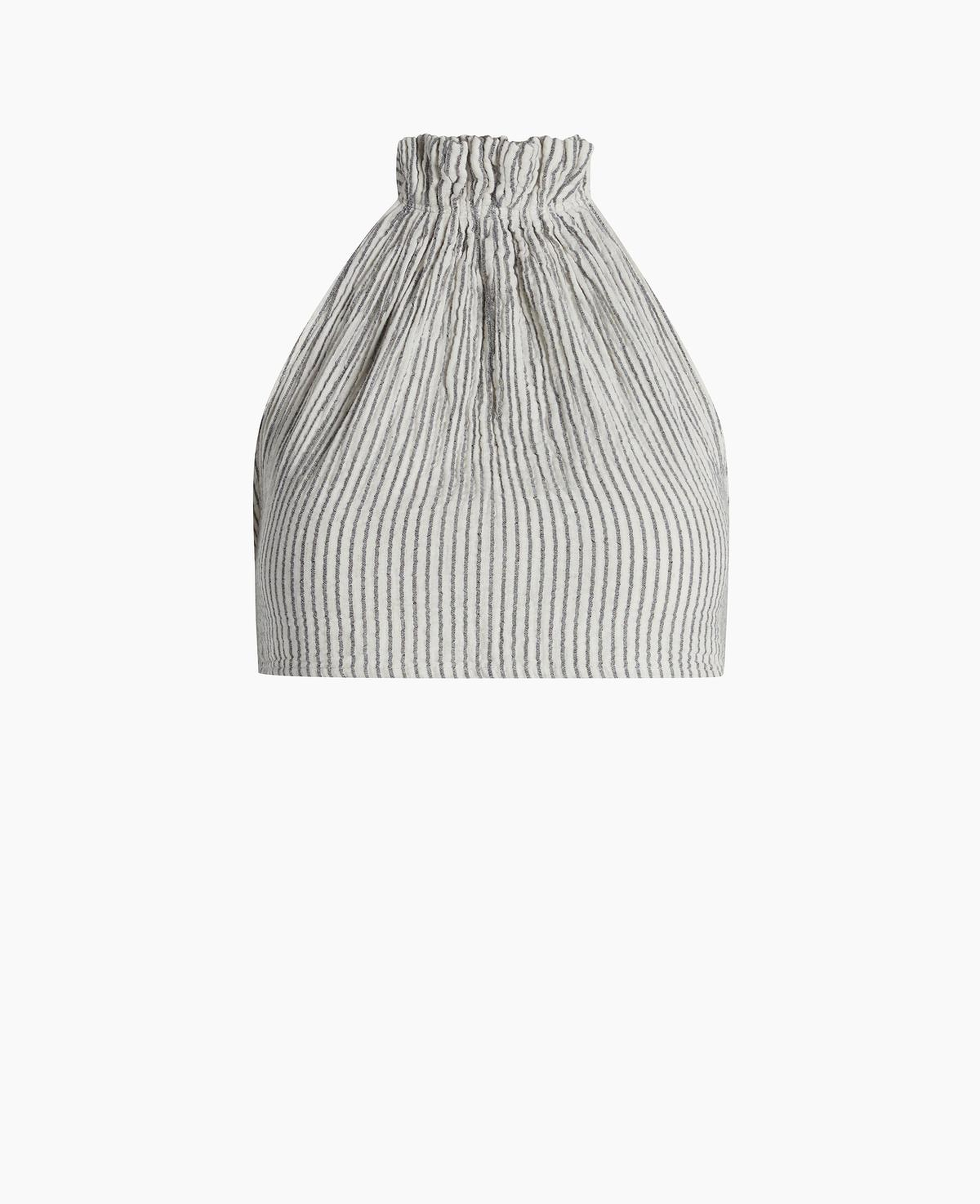 İKİKIZ Crinkle Çizgili Halter Yaka Bluz Kadın Renkli