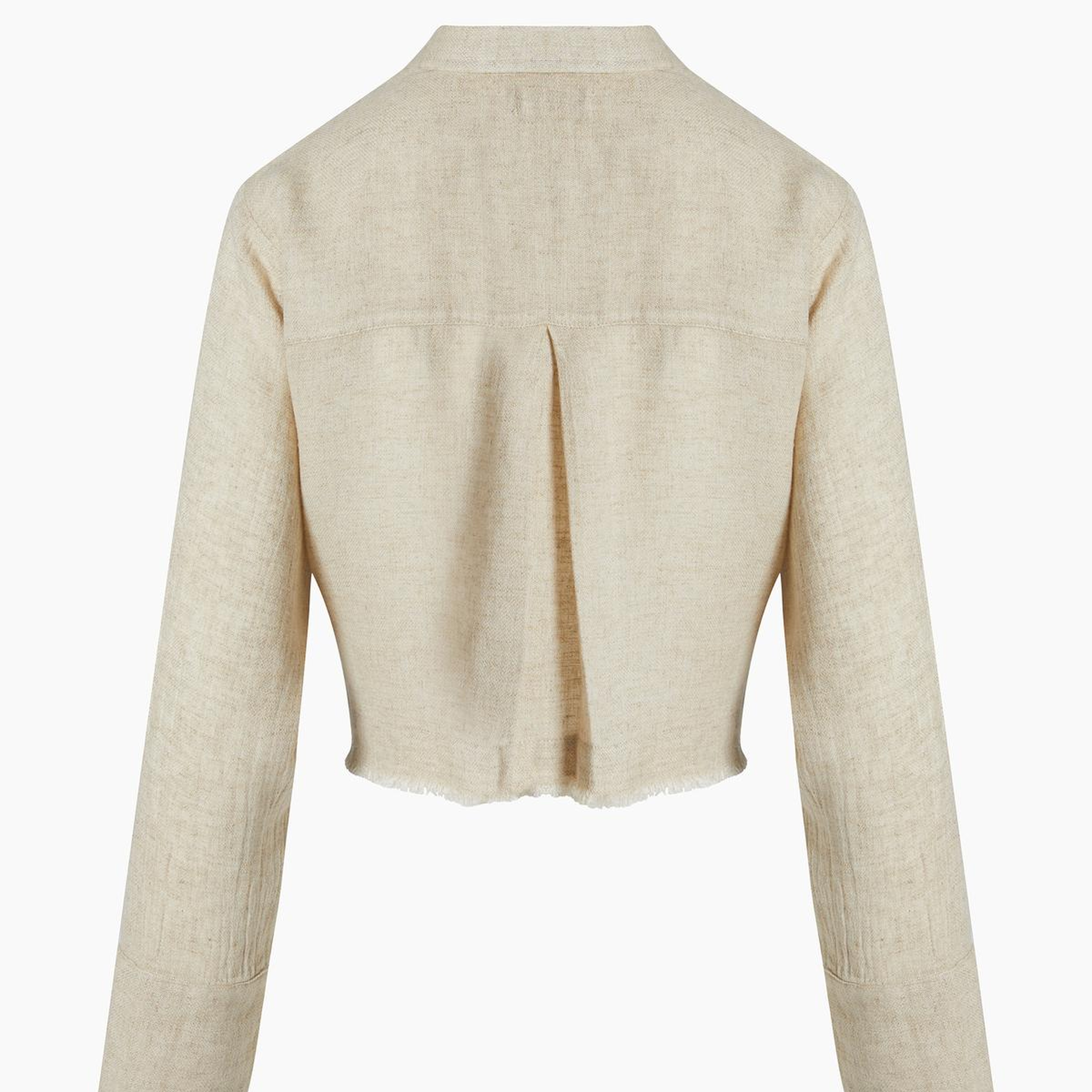 İKİKIZ Keten Crop Gömlek Kadın Naturel