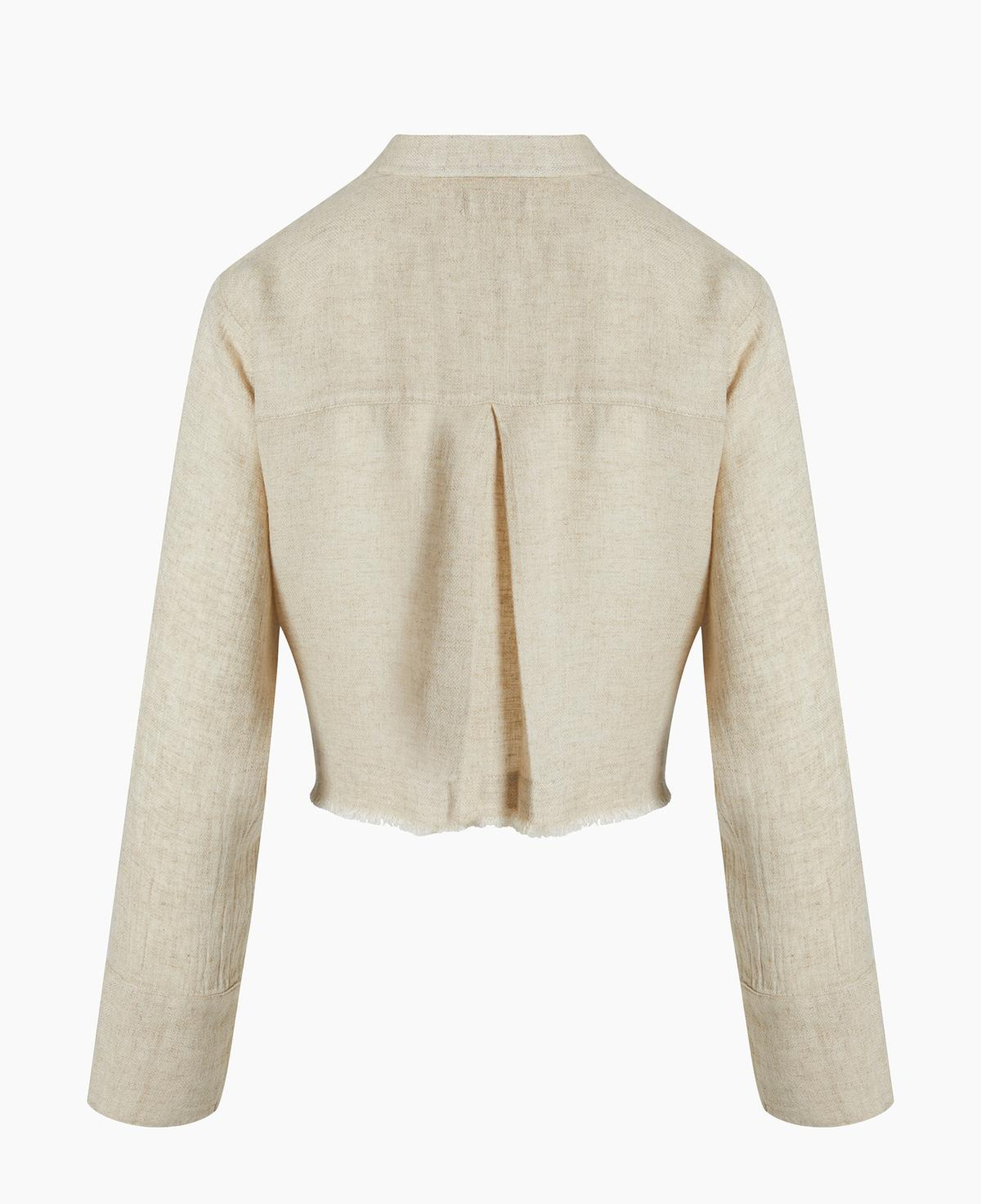 İKİKIZ Keten Crop Gömlek Kadın Naturel