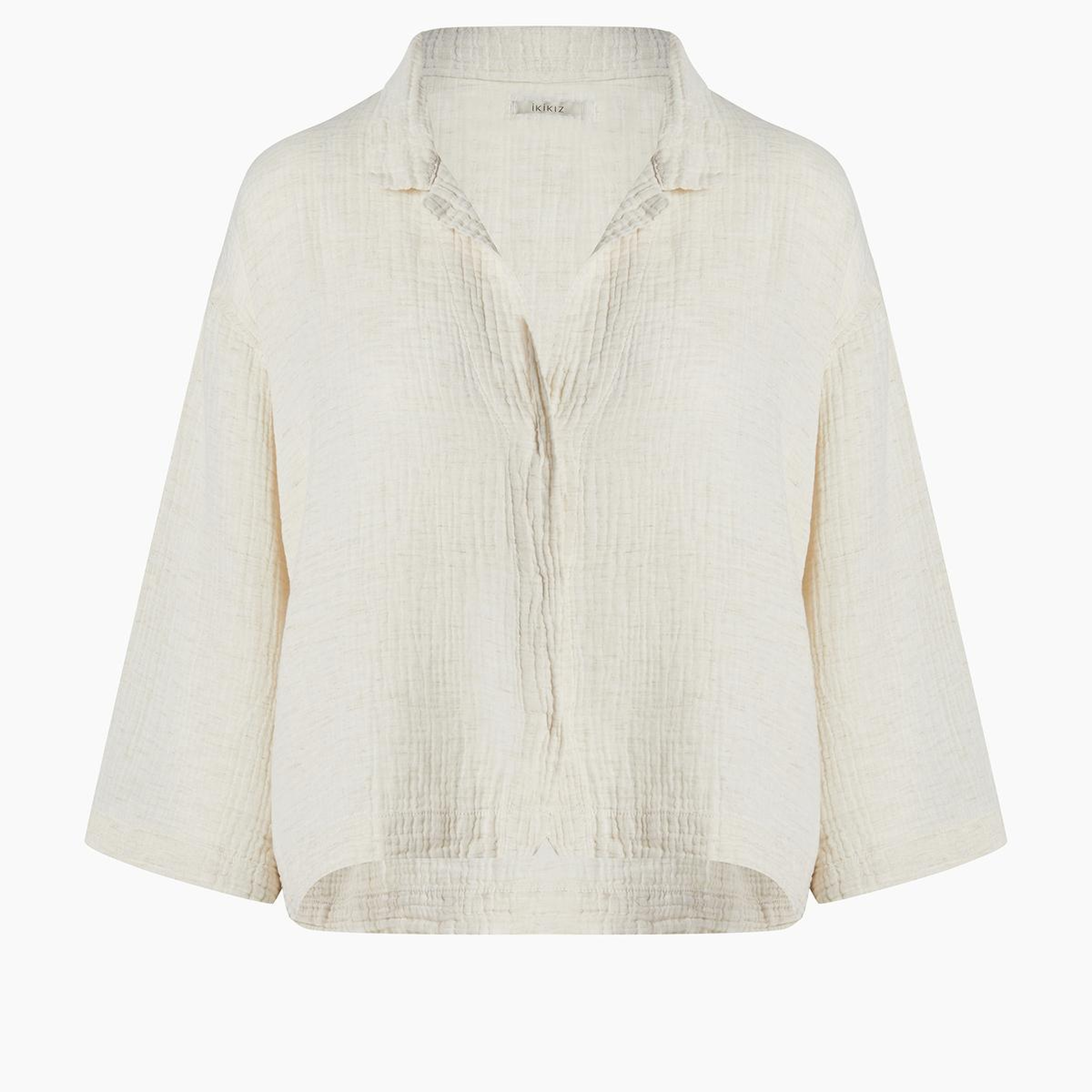 İKİKIZ Crinkle Linen Gömlek Kadın Naturel