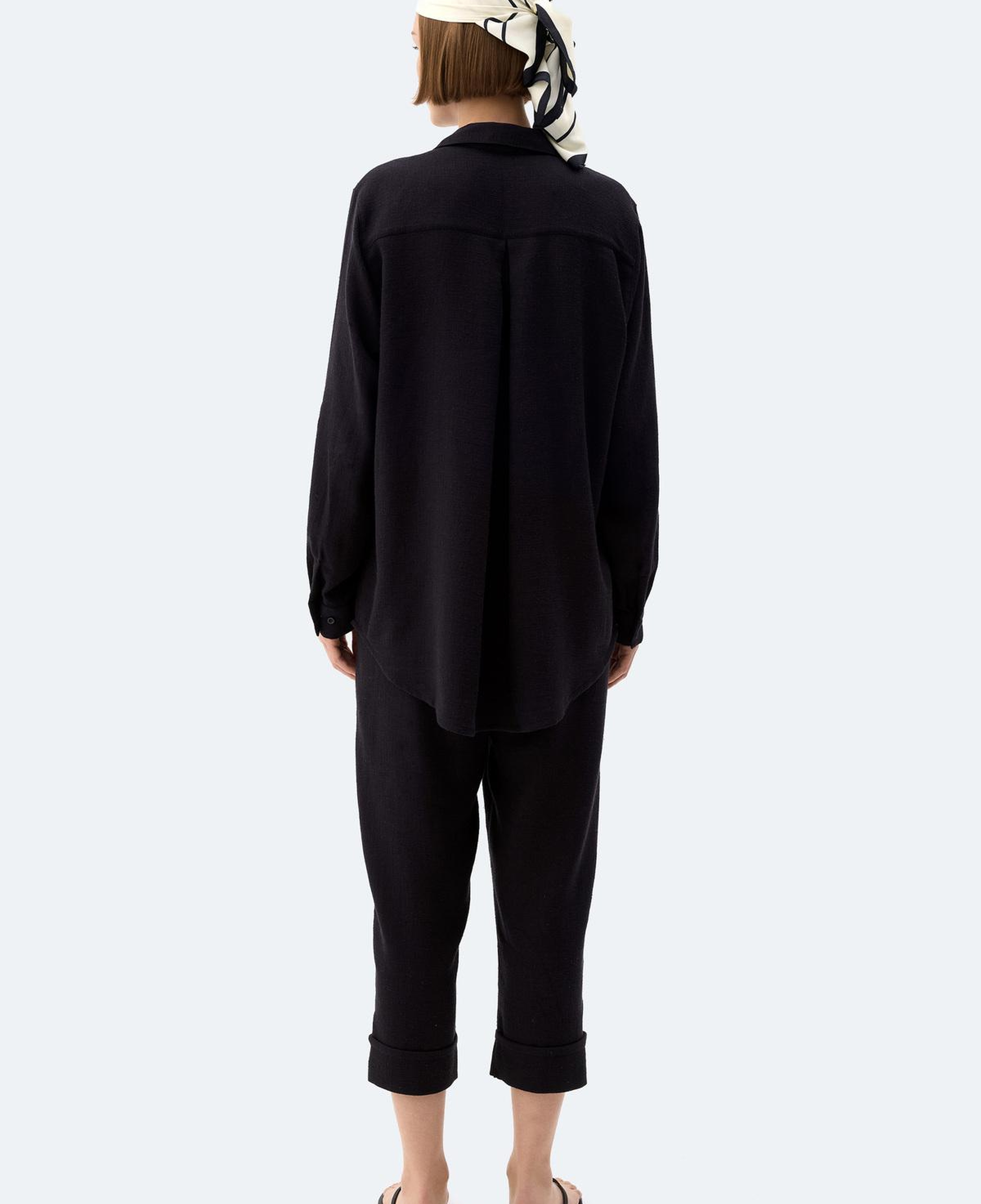 İKİKIZ Keten Gömlek Kadın Siyah