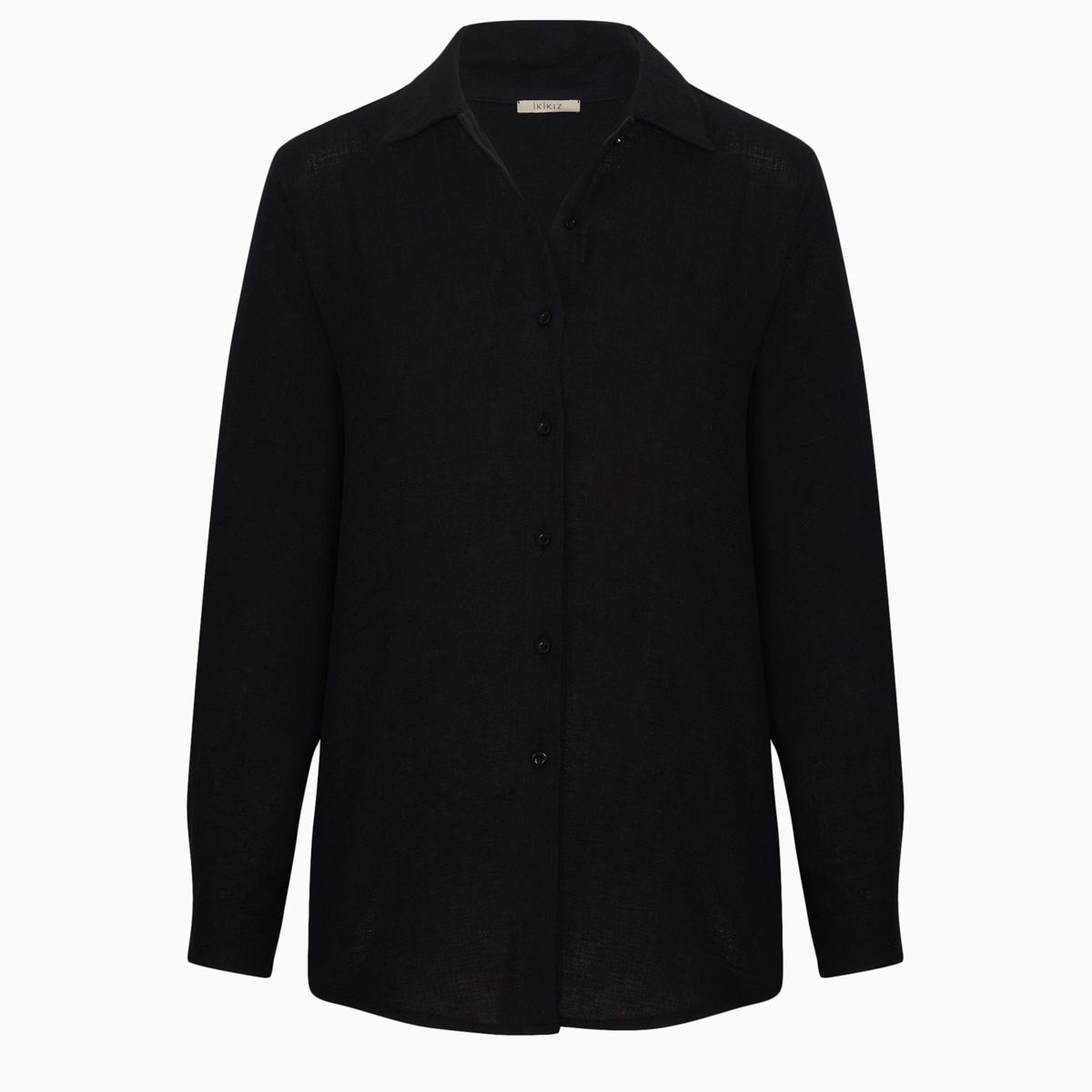 İKİKIZ Keten Gömlek Kadın Siyah