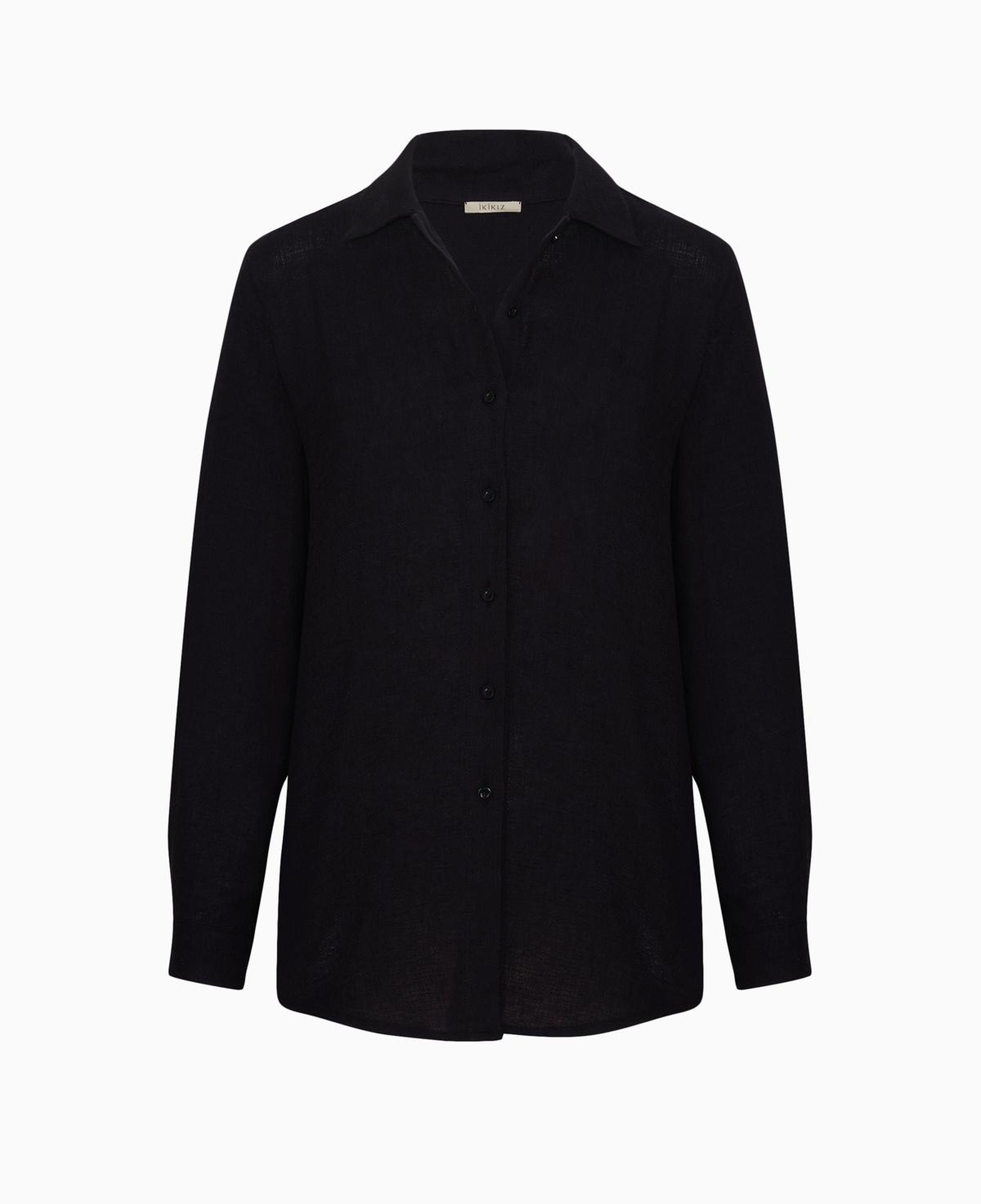 İKİKIZ Keten Gömlek Kadın Siyah