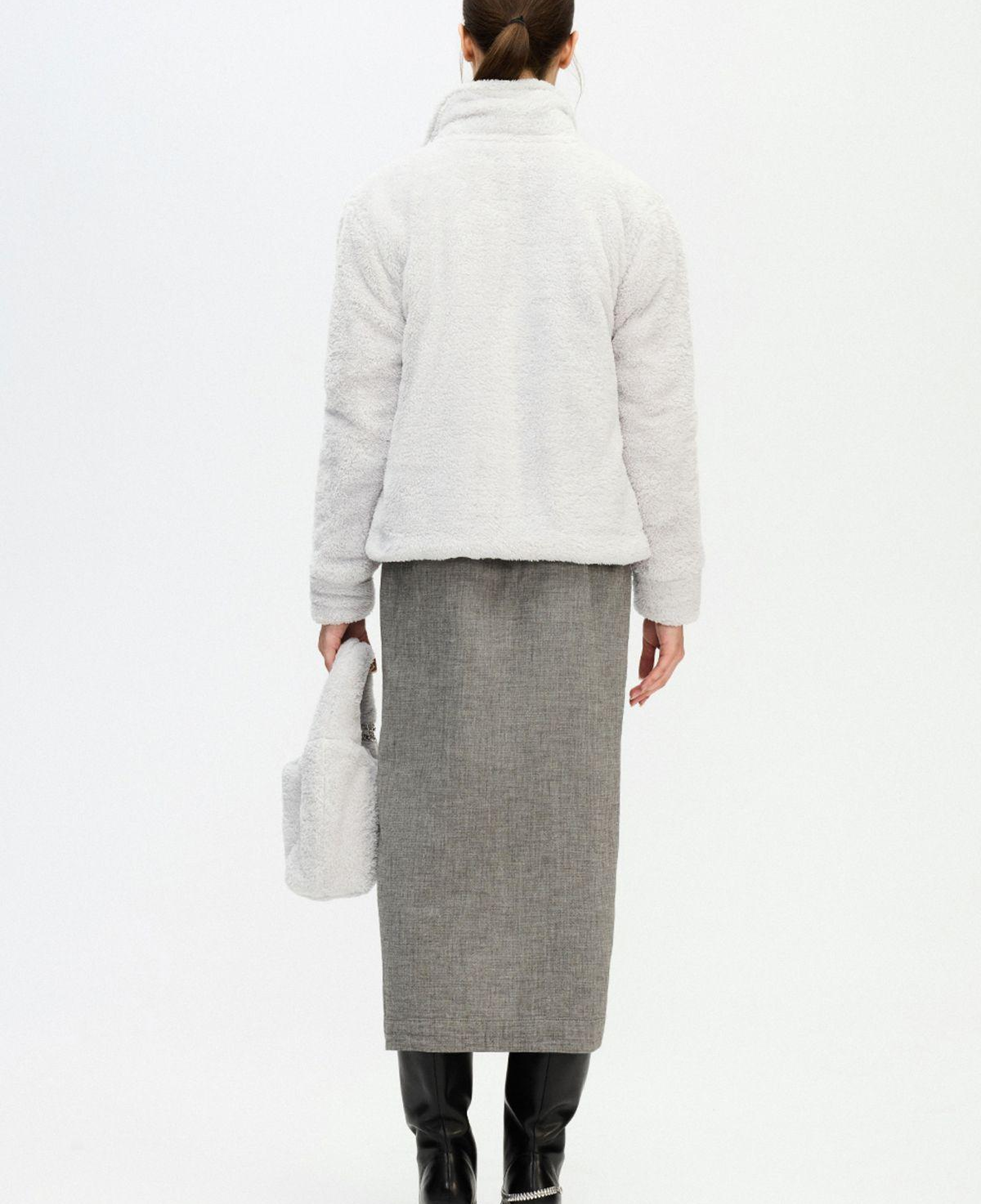 İKİKIZ Pelüş Kısa Ceket Kadın Gri