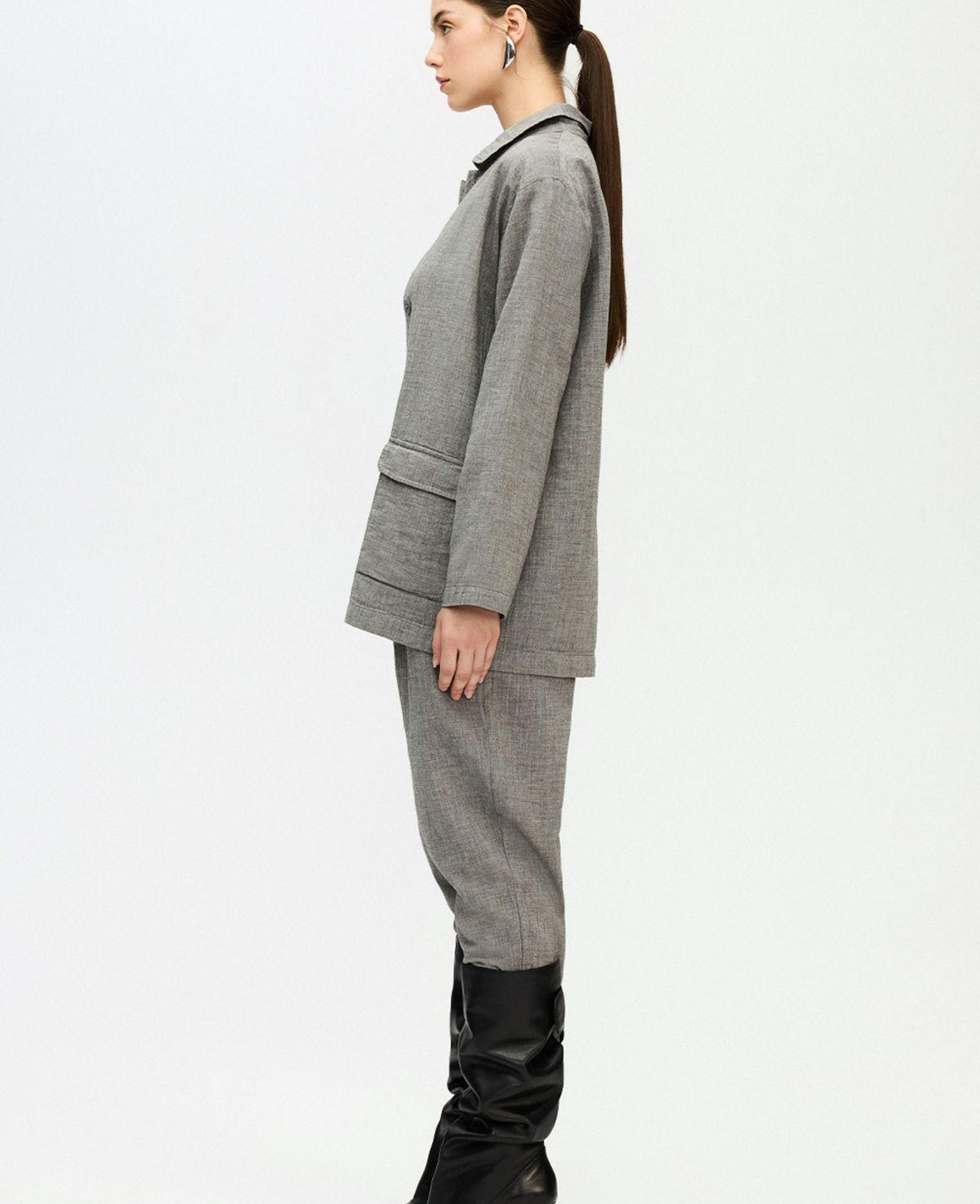 İKİKIZ Oversize Ceket Kadın Gri