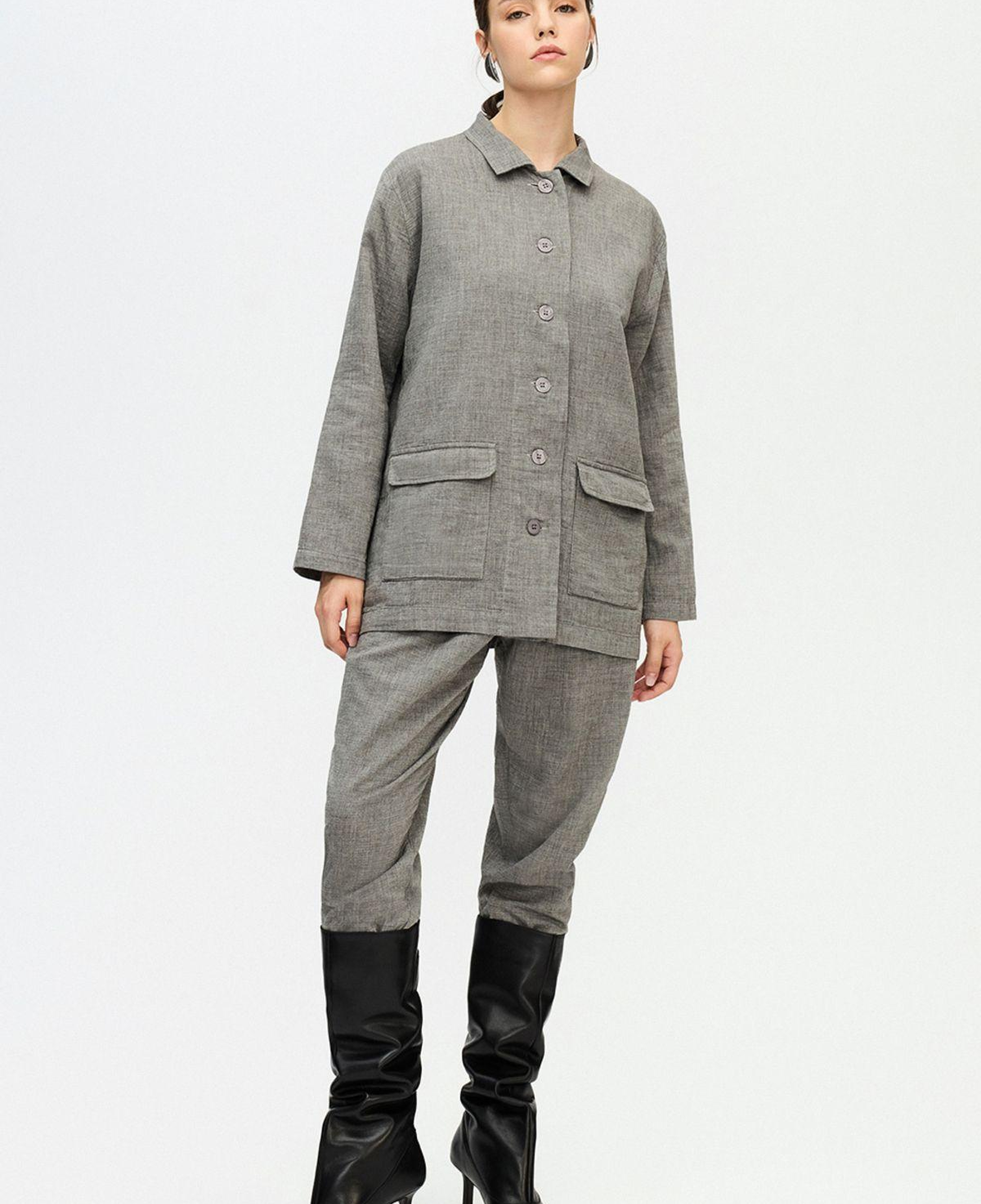 İKİKIZ Oversize Ceket Kadın Gri