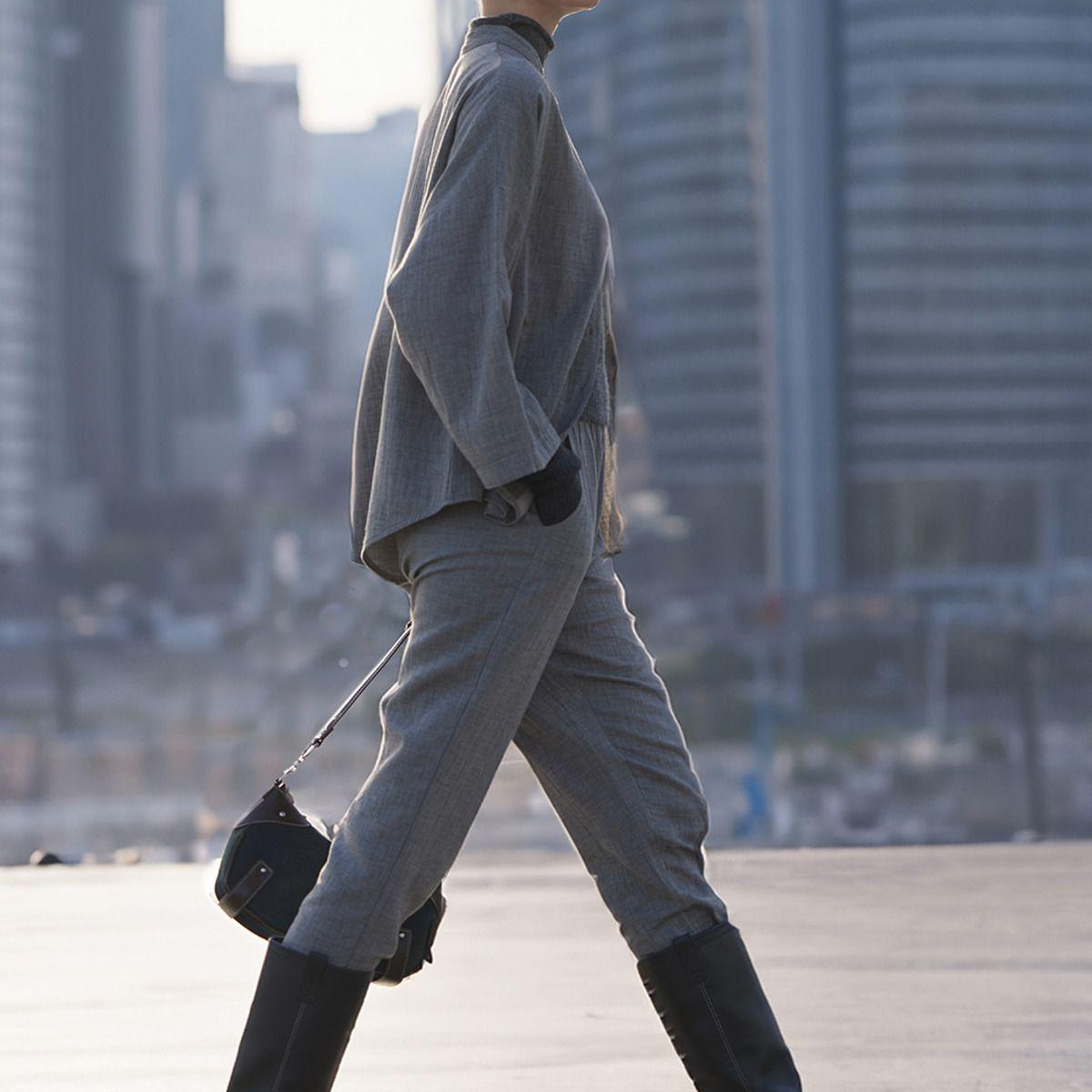 İKİKIZ Gri Slouchy Pantolon Kadın Gri