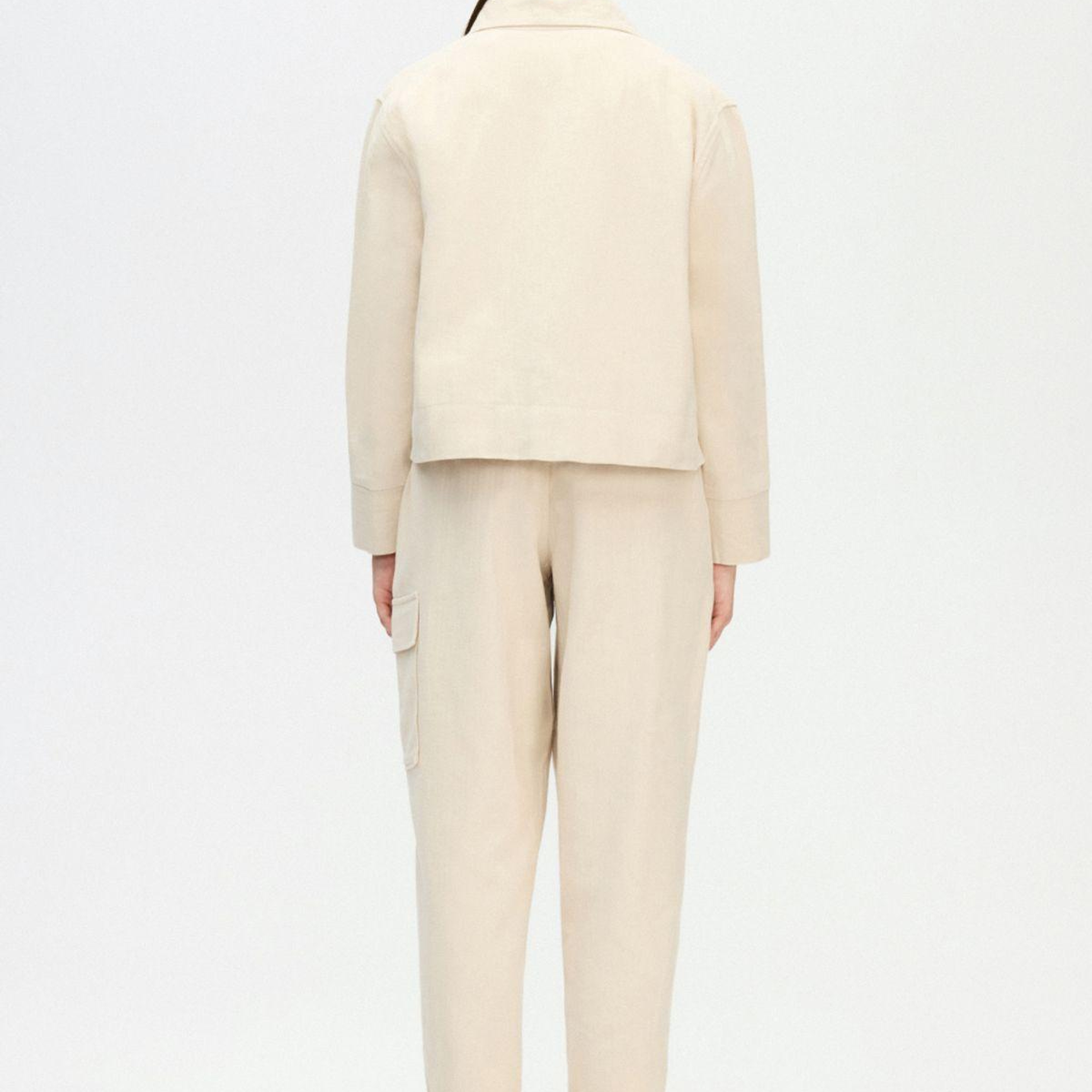 İKİKIZ Balıksırtı Kargo Pantolon Kadın Bej