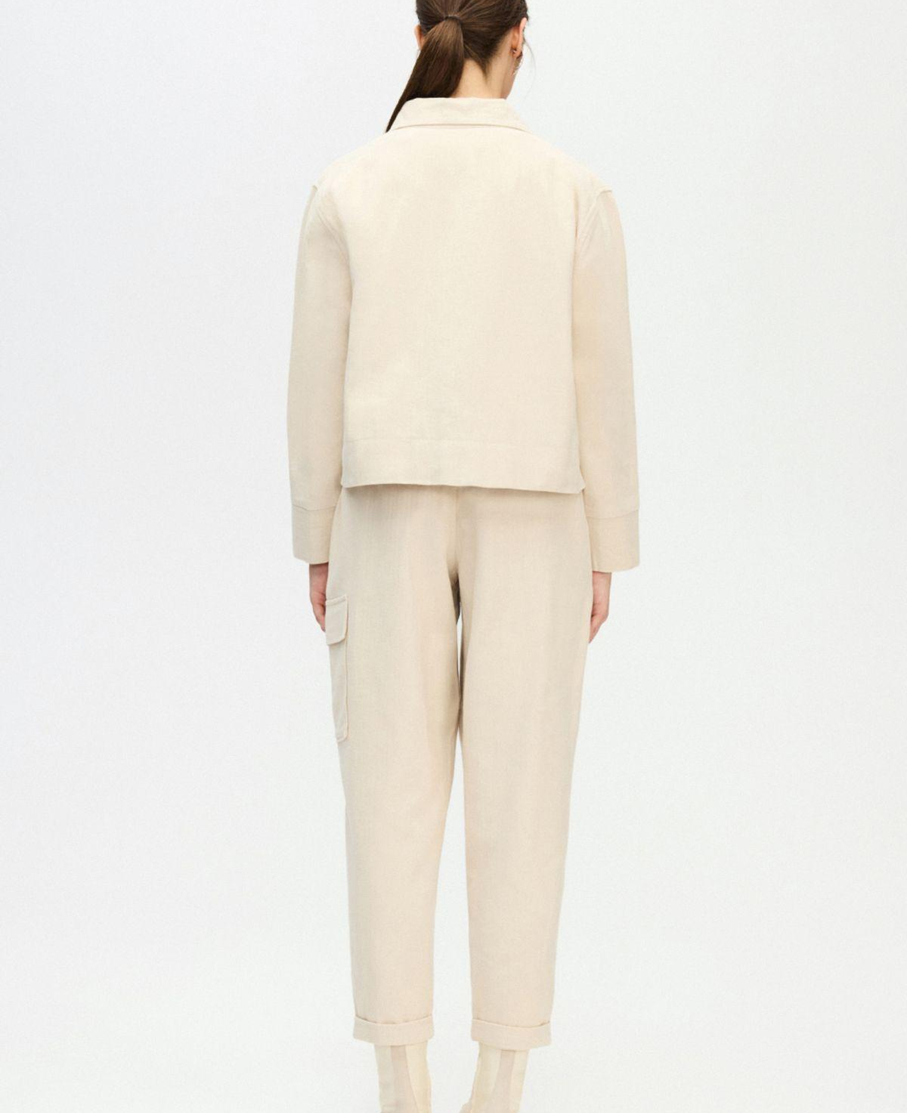 İKİKIZ Balıksırtı Kargo Pantolon Kadın Bej