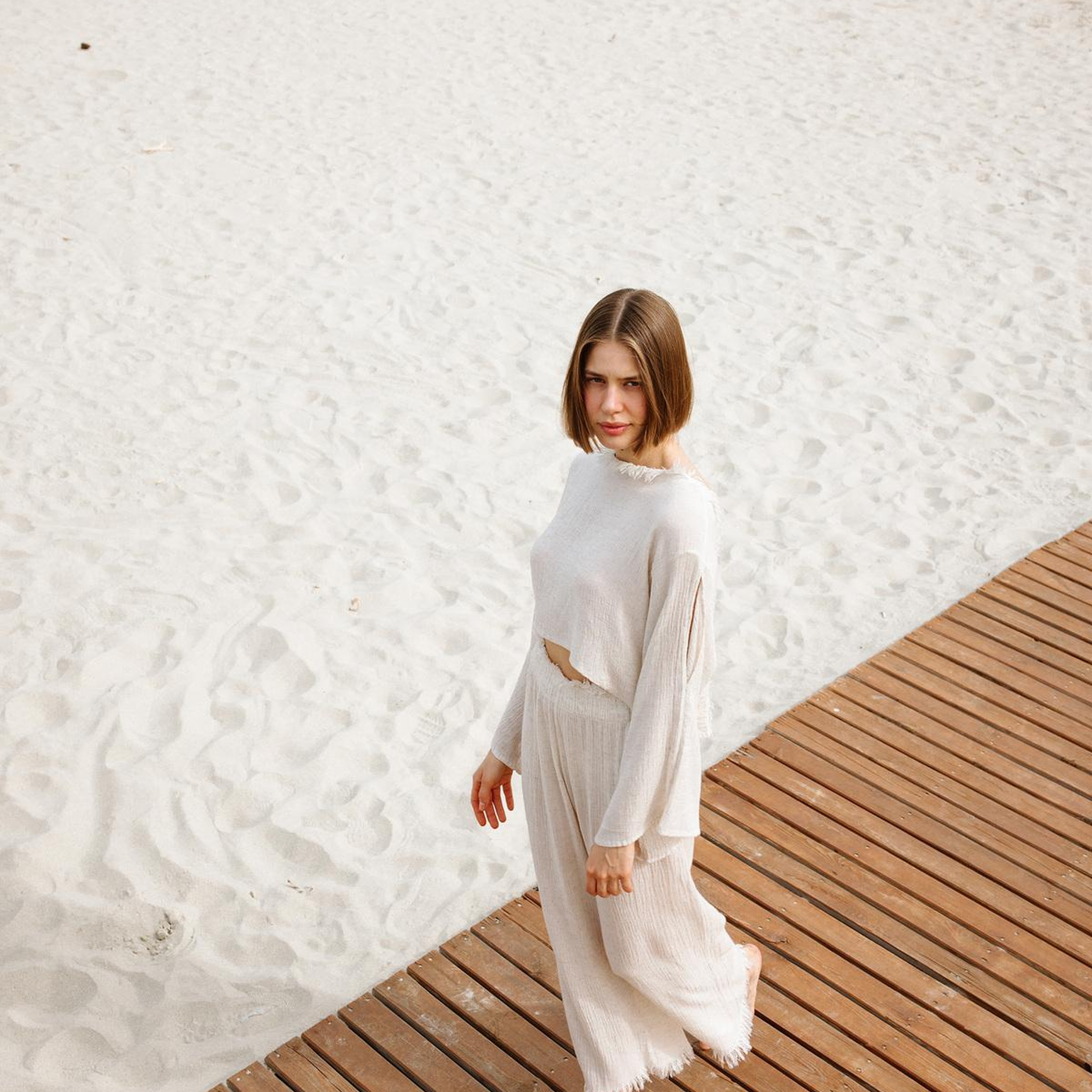 İKİKIZ Kenevir Pantolon Kadın Naturel