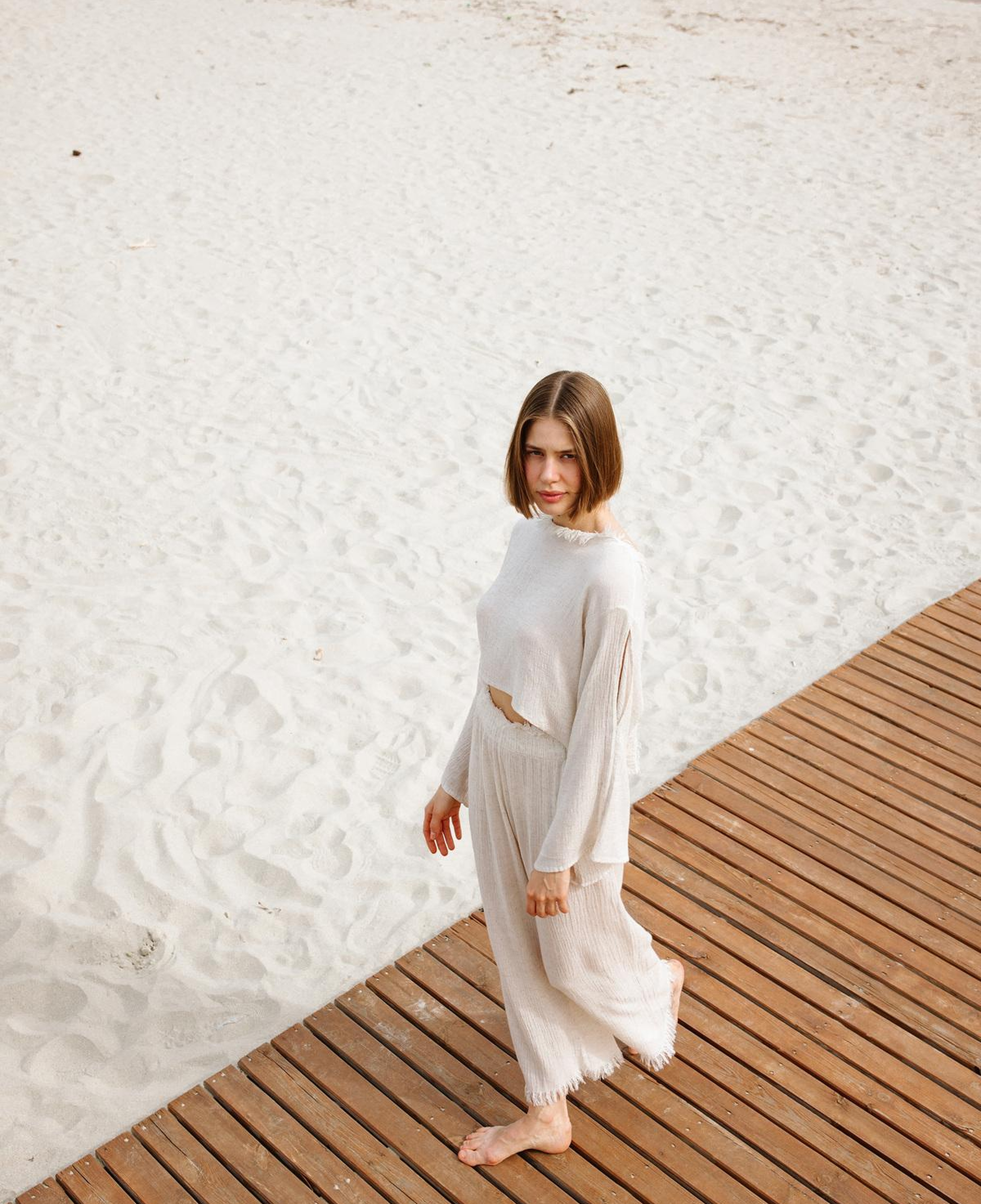 İKİKIZ Kenevir Pantolon Kadın Naturel