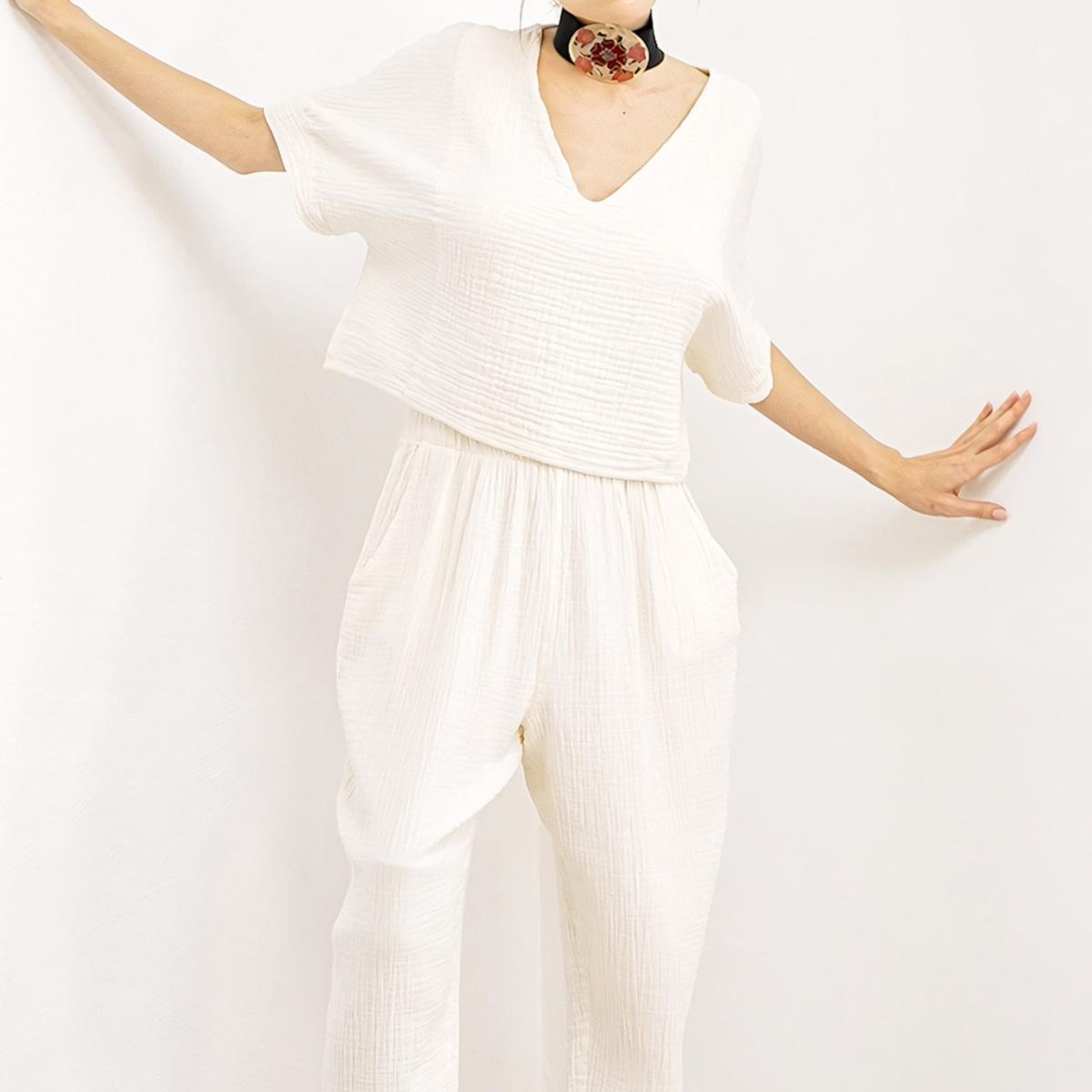 İKİKIZ Crinkle Slouchy Pantolon Kadın Naturel