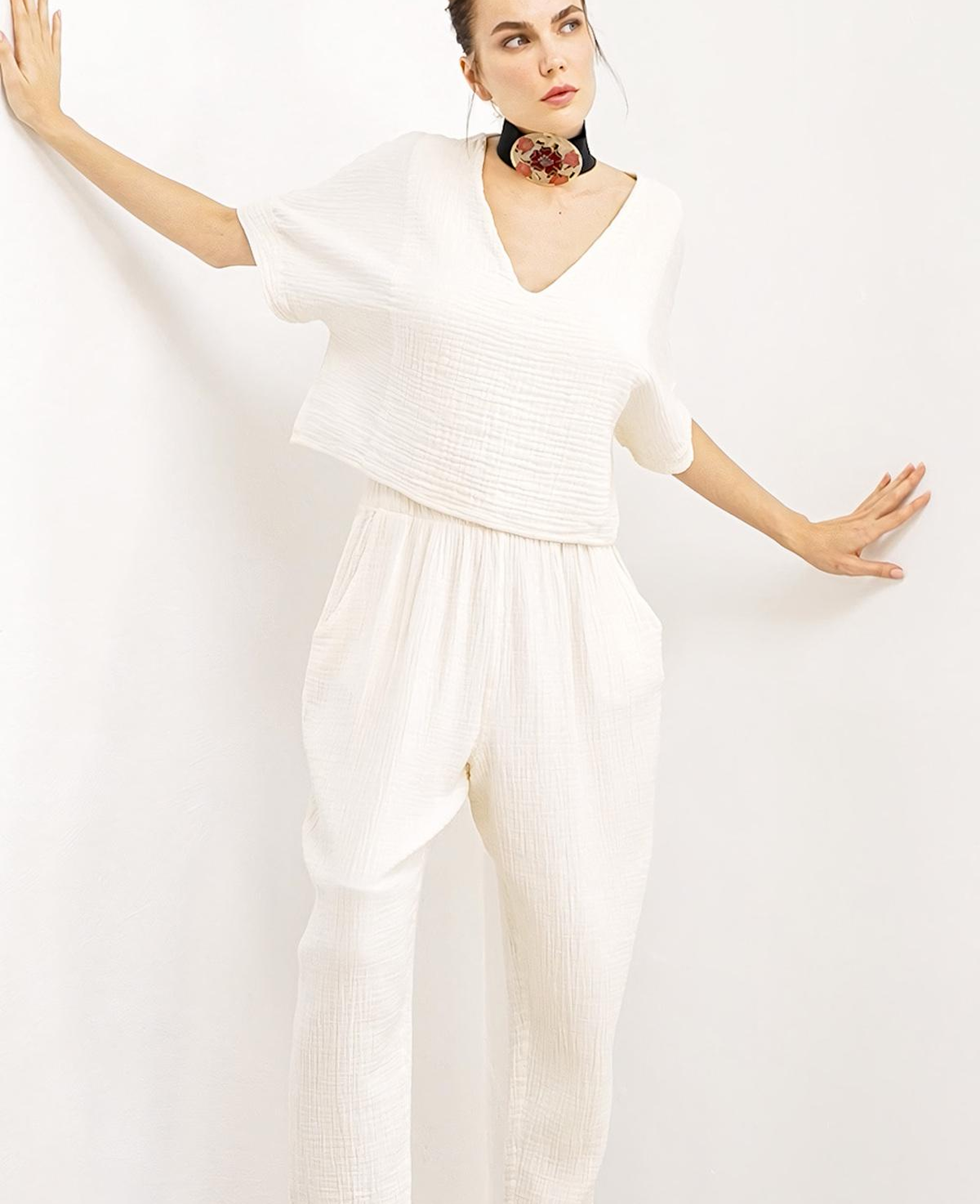 İKİKIZ Crinkle Slouchy Pantolon Kadın Naturel