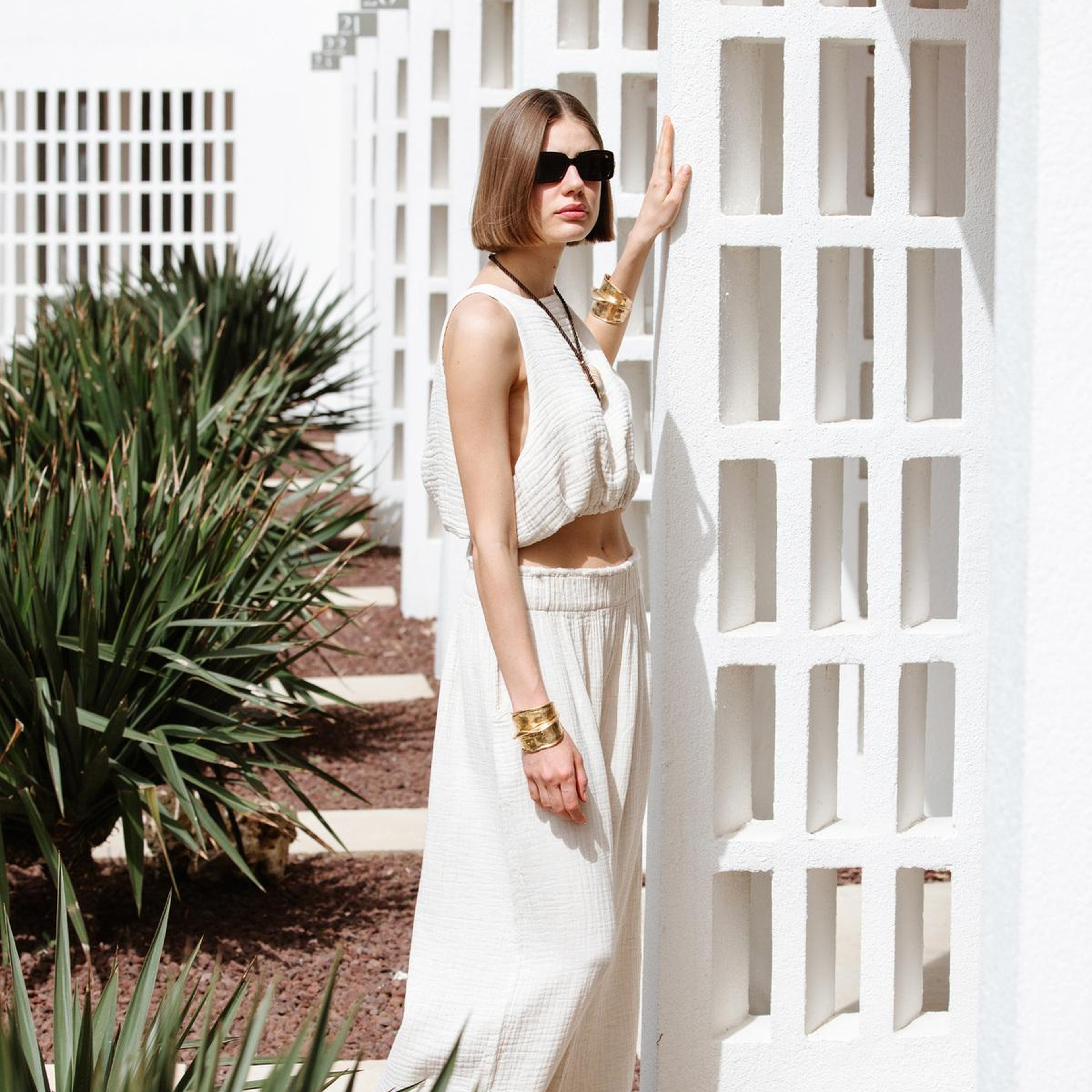 İKİKIZ Crinkle Palazzo Pantolon Kadın Naturel