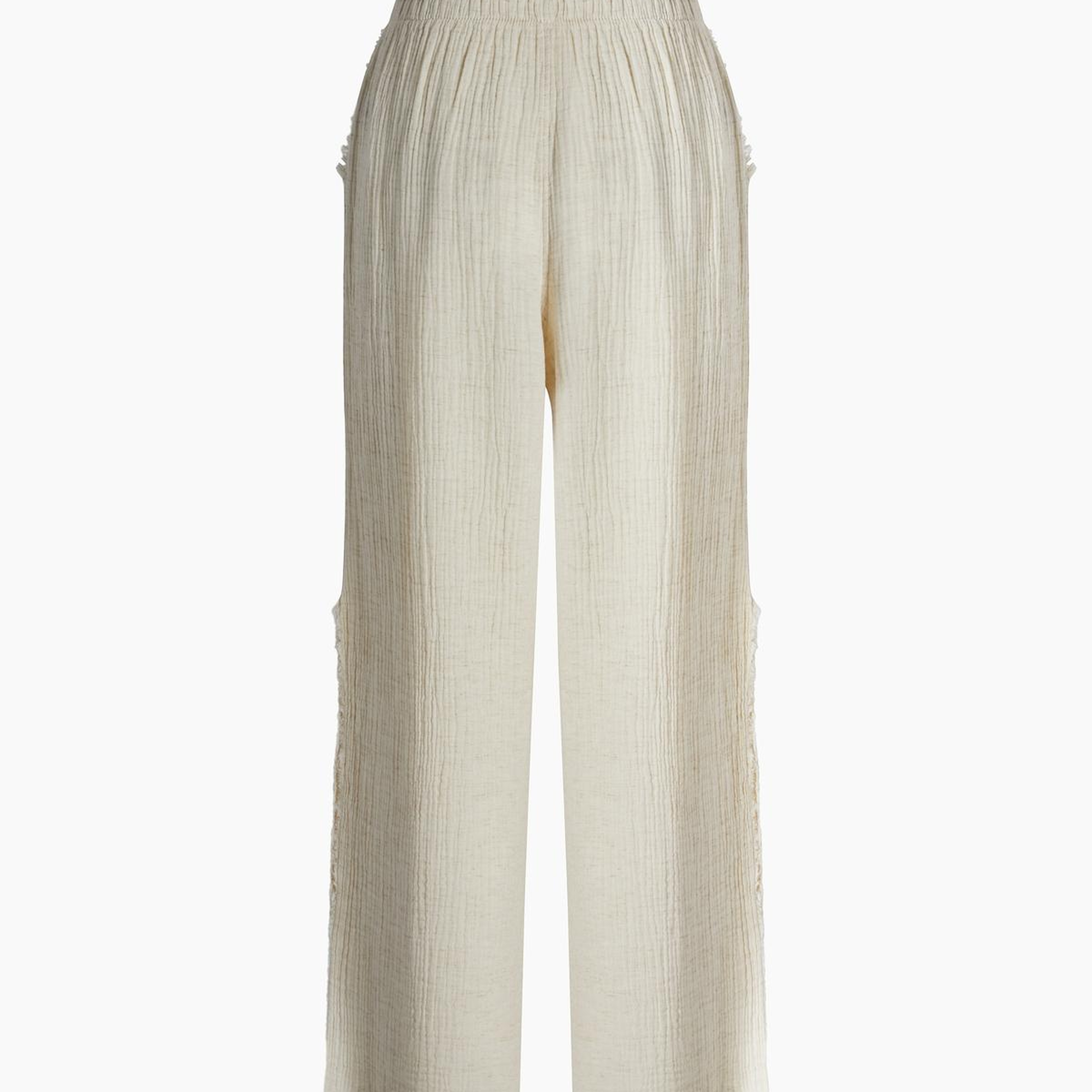 İKİKIZ Crinkle Yırtmaçlı Pantolon Kadın Naturel