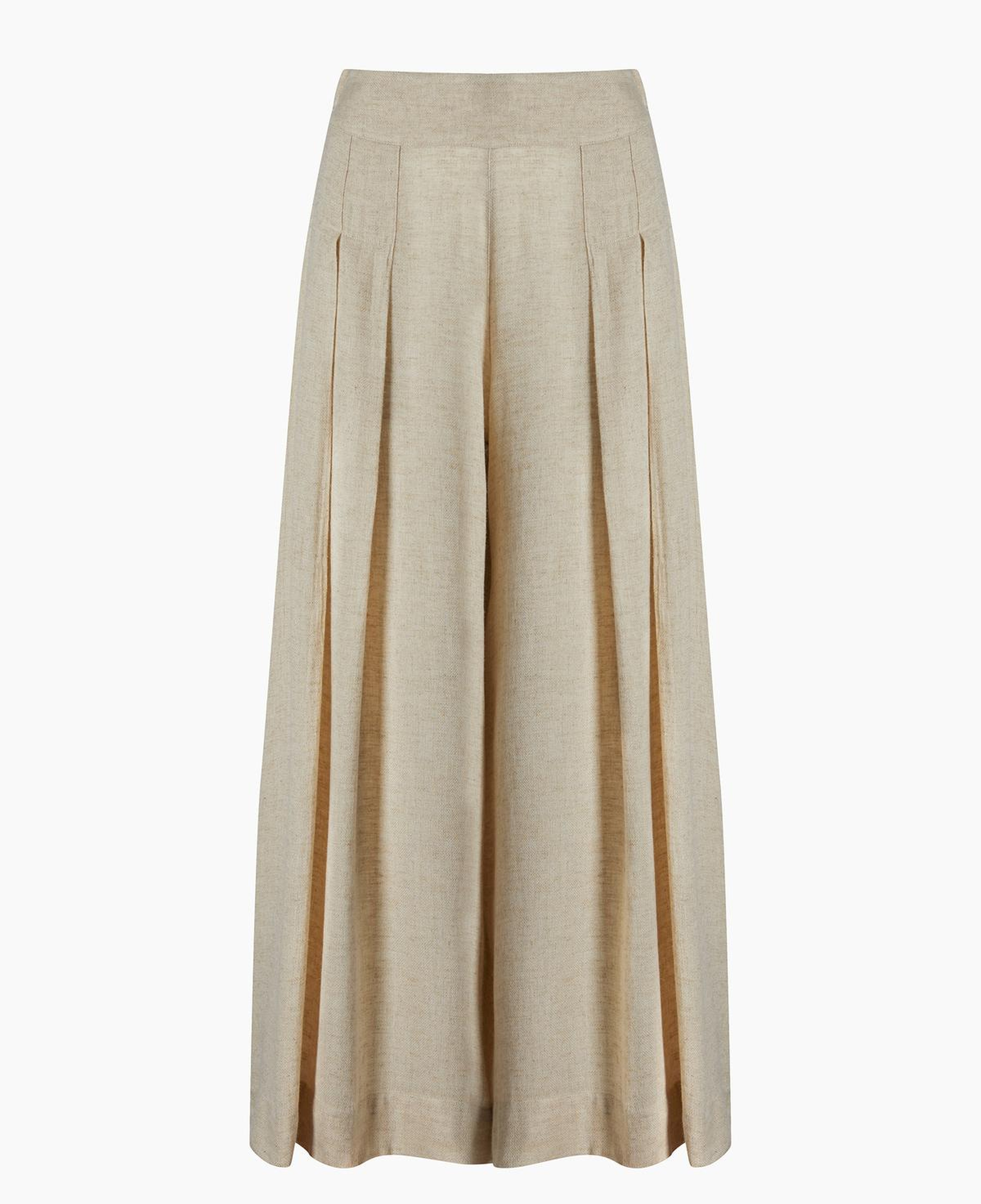 İKİKIZ Keten Pileli Palazzo Pantolon Kadın Naturel