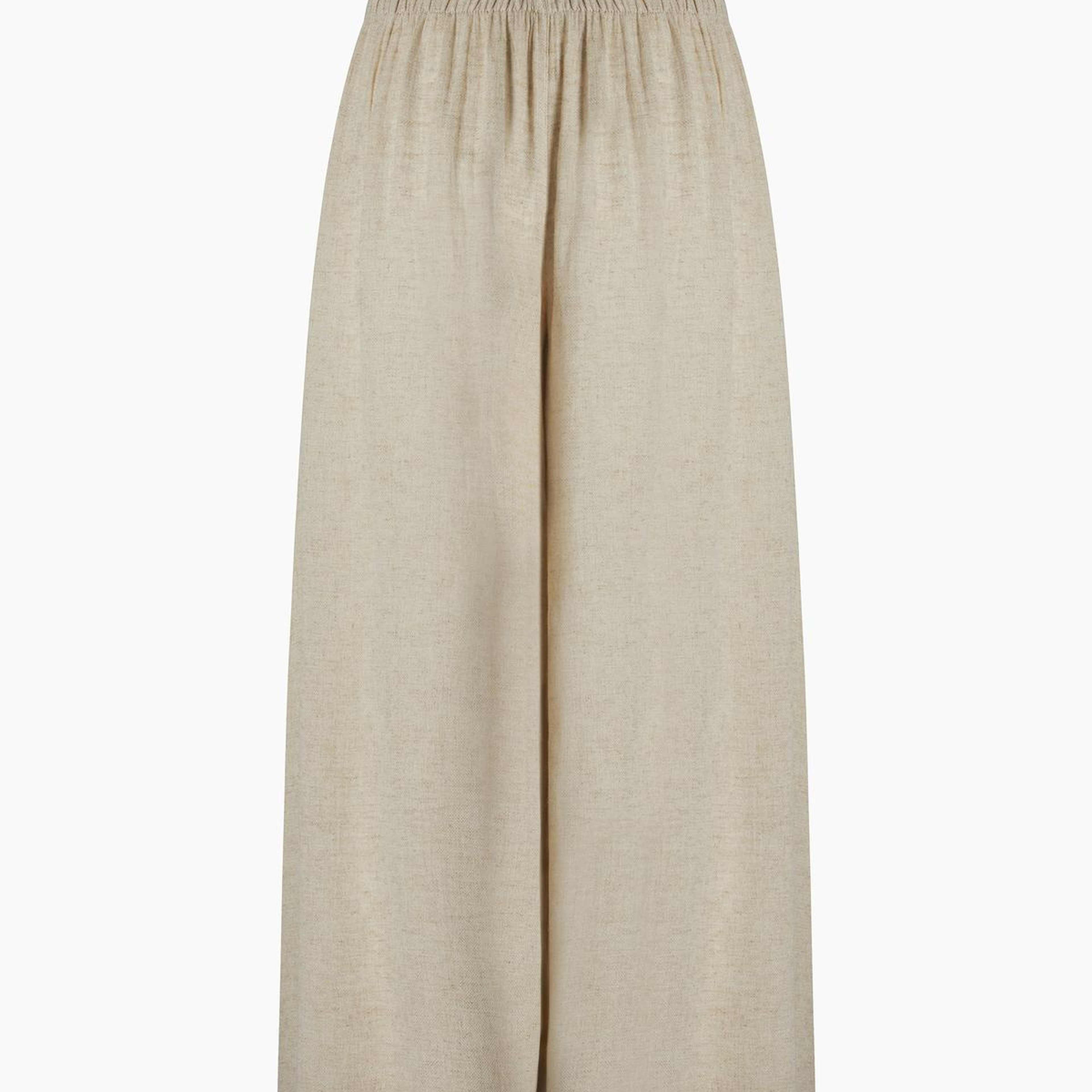 İKİKIZ Keten Pileli Palazzo Pantolon Kadın Naturel