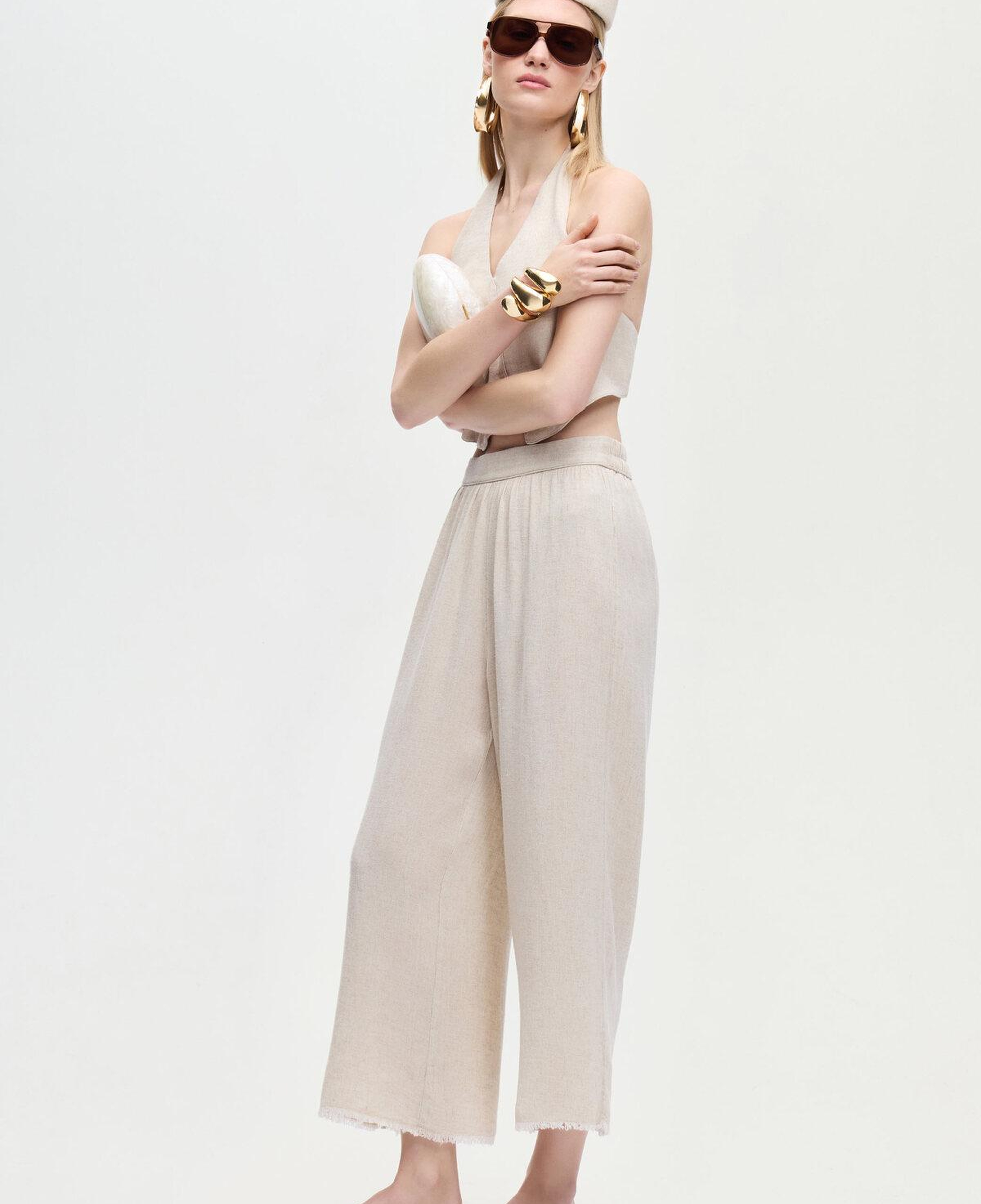 İKİKIZ Keten Pantolon Kadın Naturel