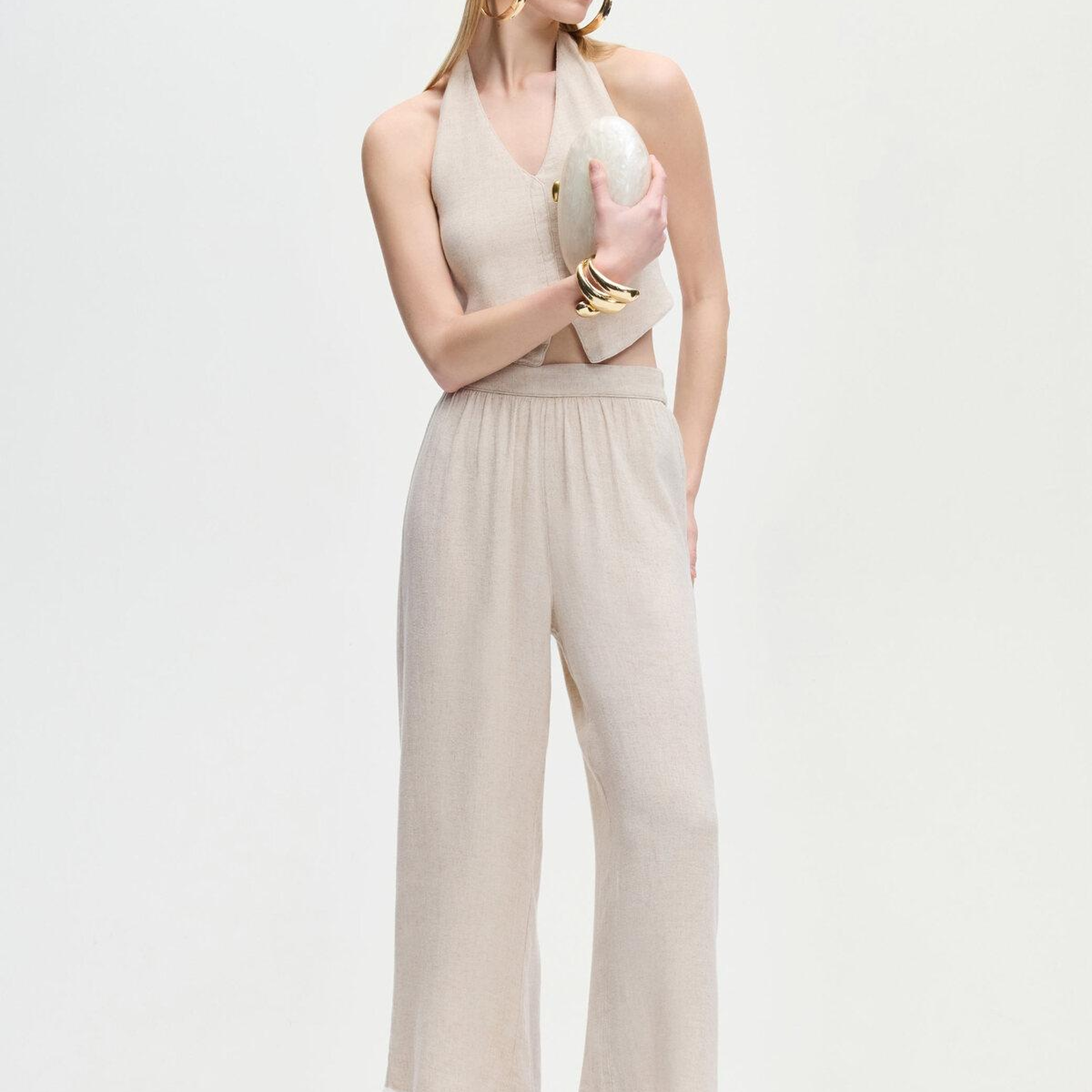 İKİKIZ Keten Pantolon Kadın Naturel