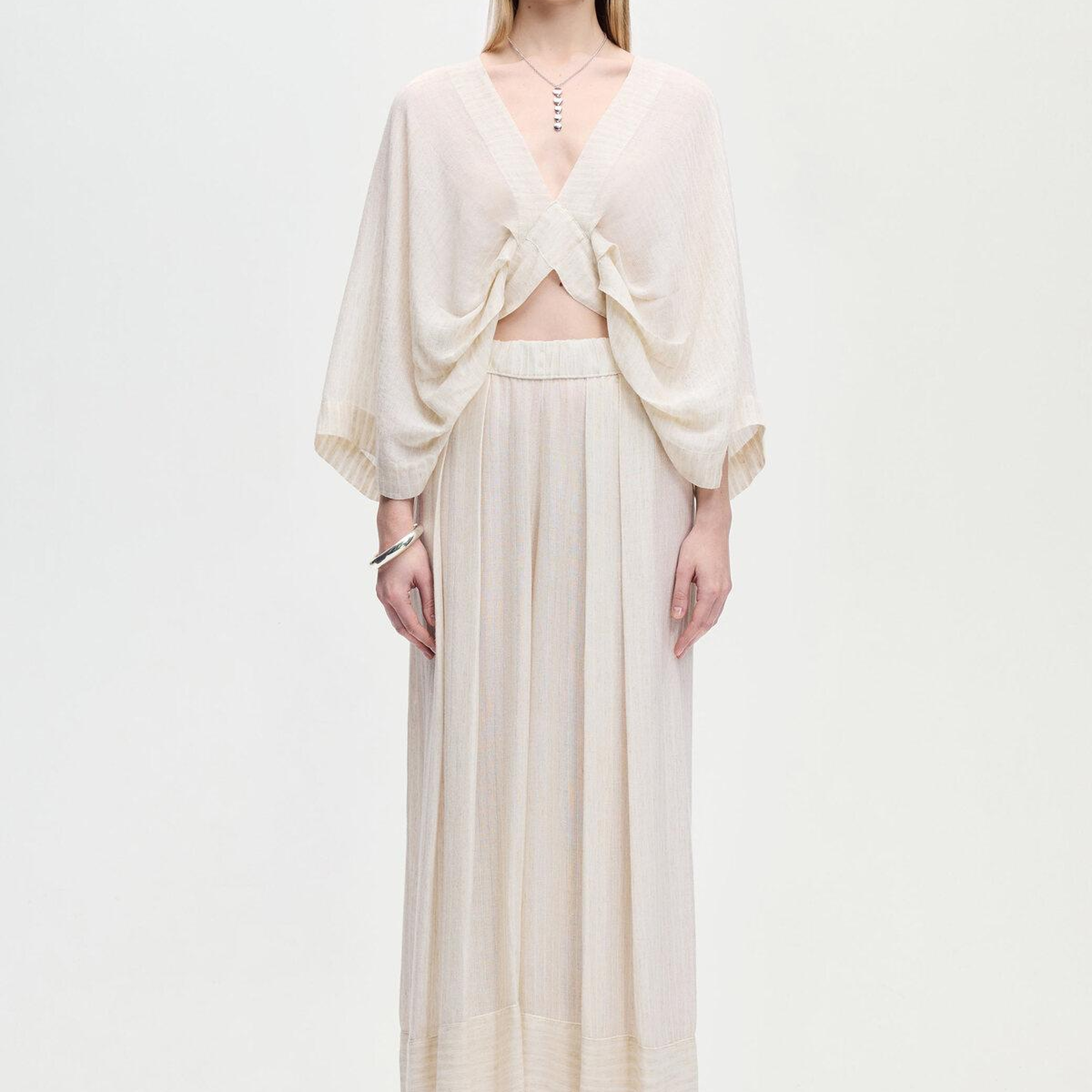 İKİKIZ Pileli Pantolon Kadın Naturel