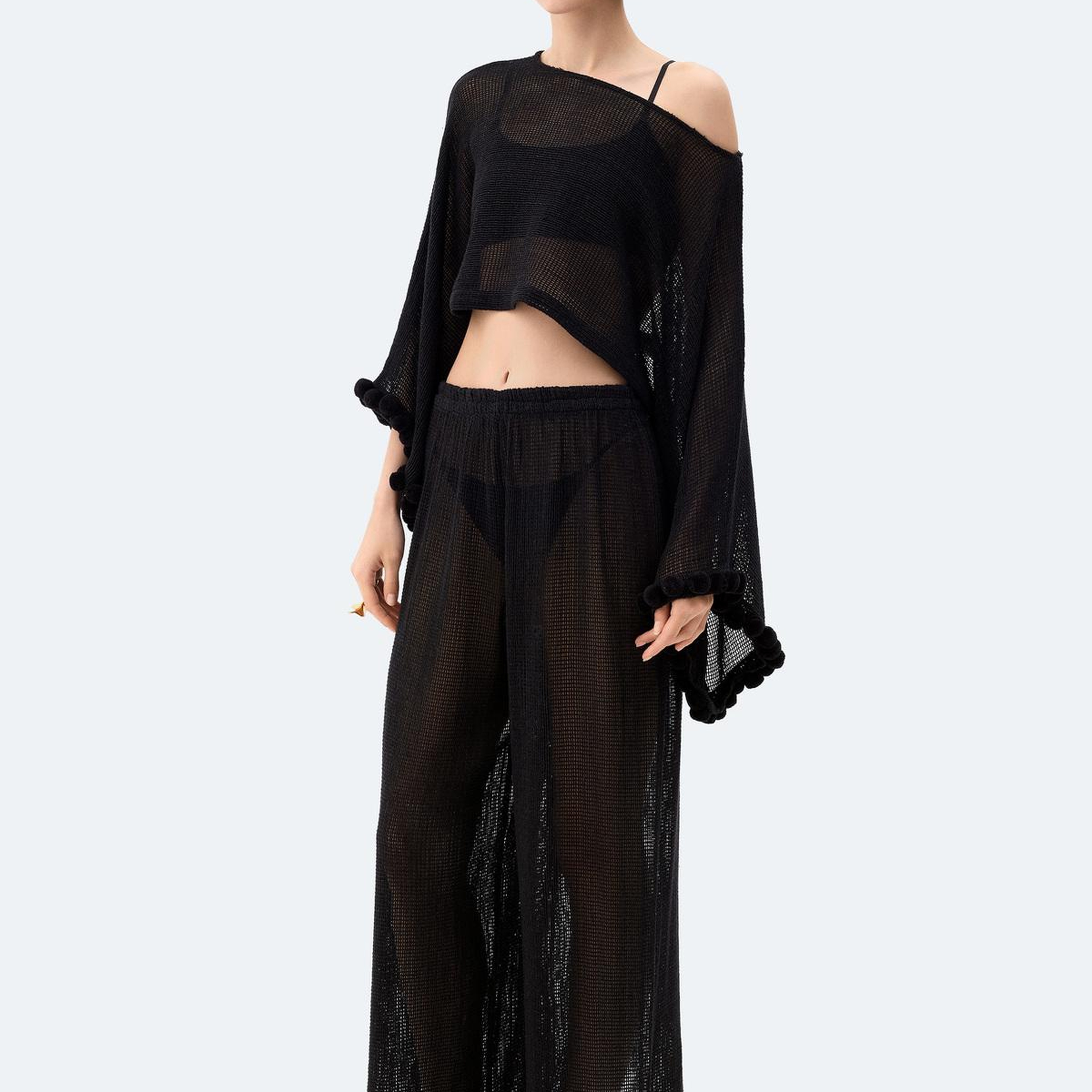 İKİKIZ Kroşe Pantolon Kadın Siyah