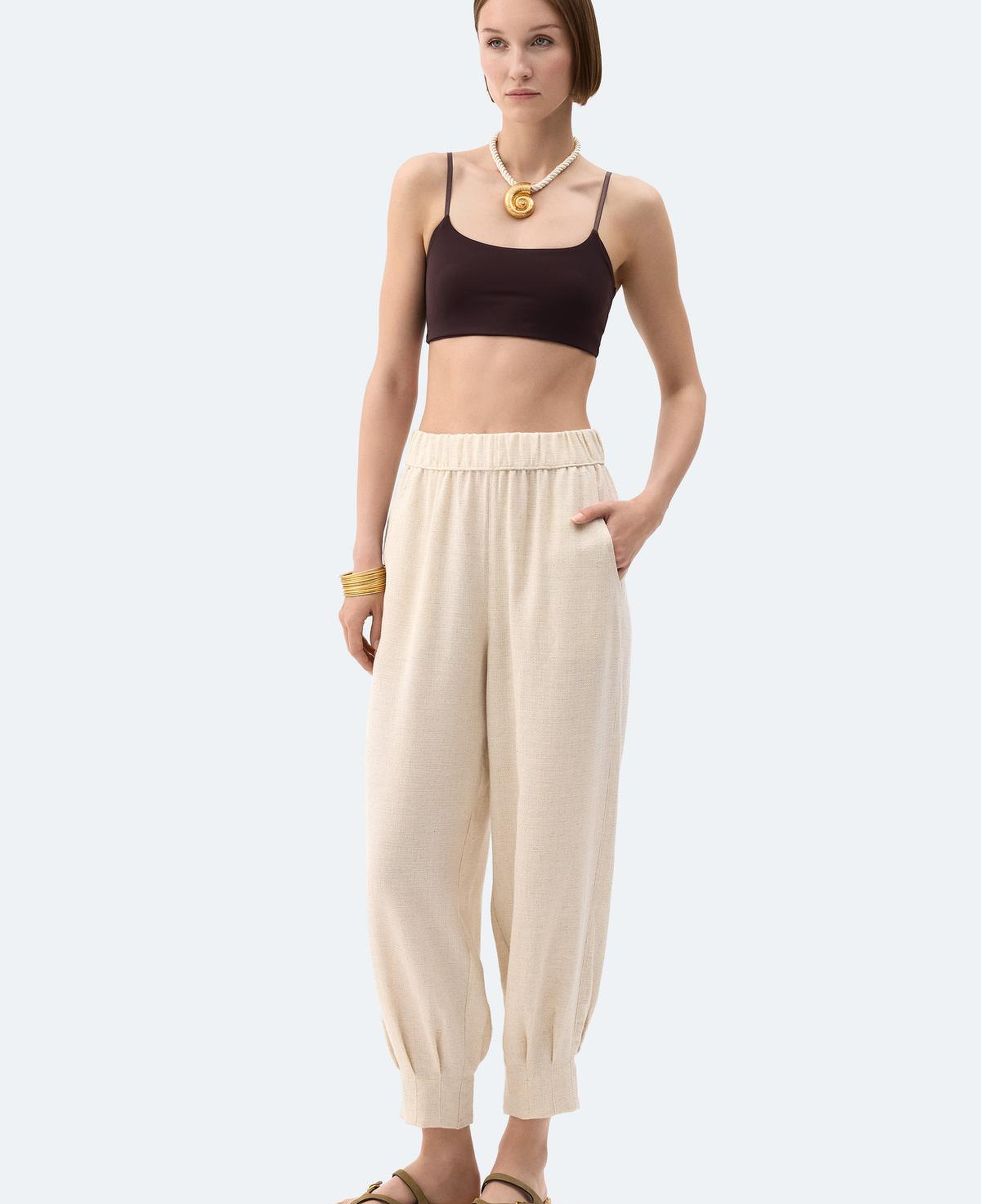 İKİKIZ Keten Slouchy Pantolon Kadın Naturel