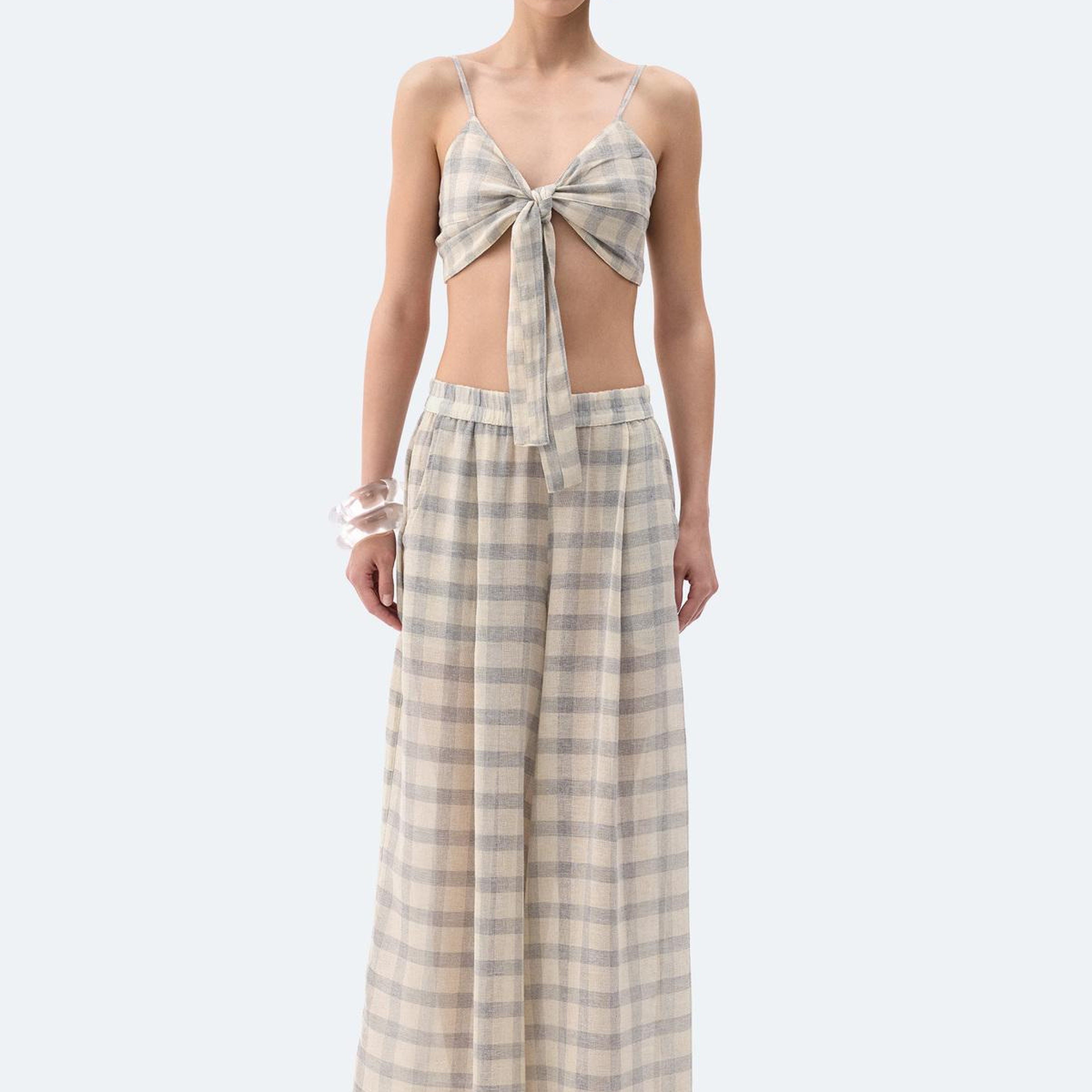 İKİKIZ Gri Ekose Pantolon Kadın Renkli