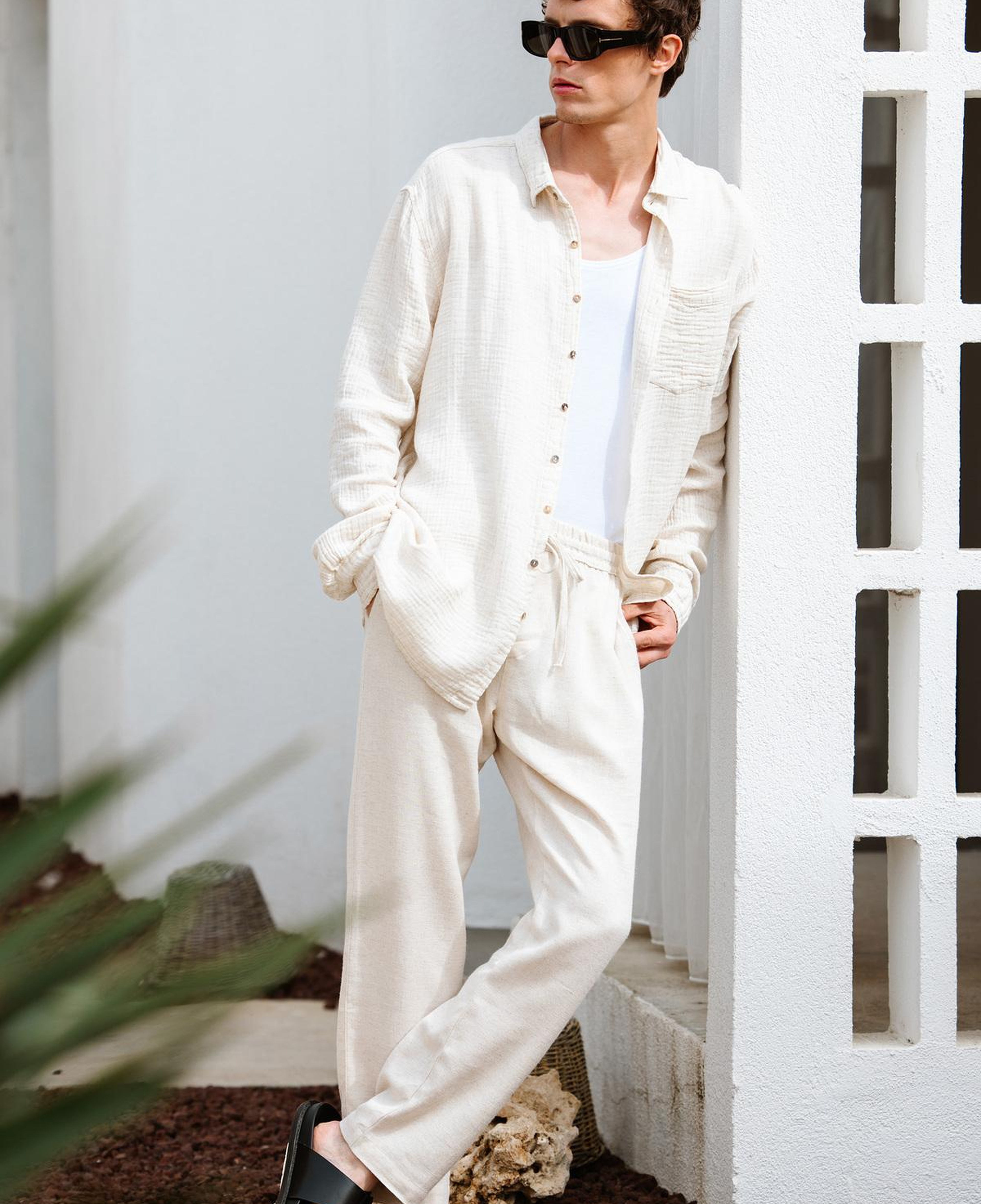 İKİKIZ Keten Naturel Straight Pantolon Erkek Naturel