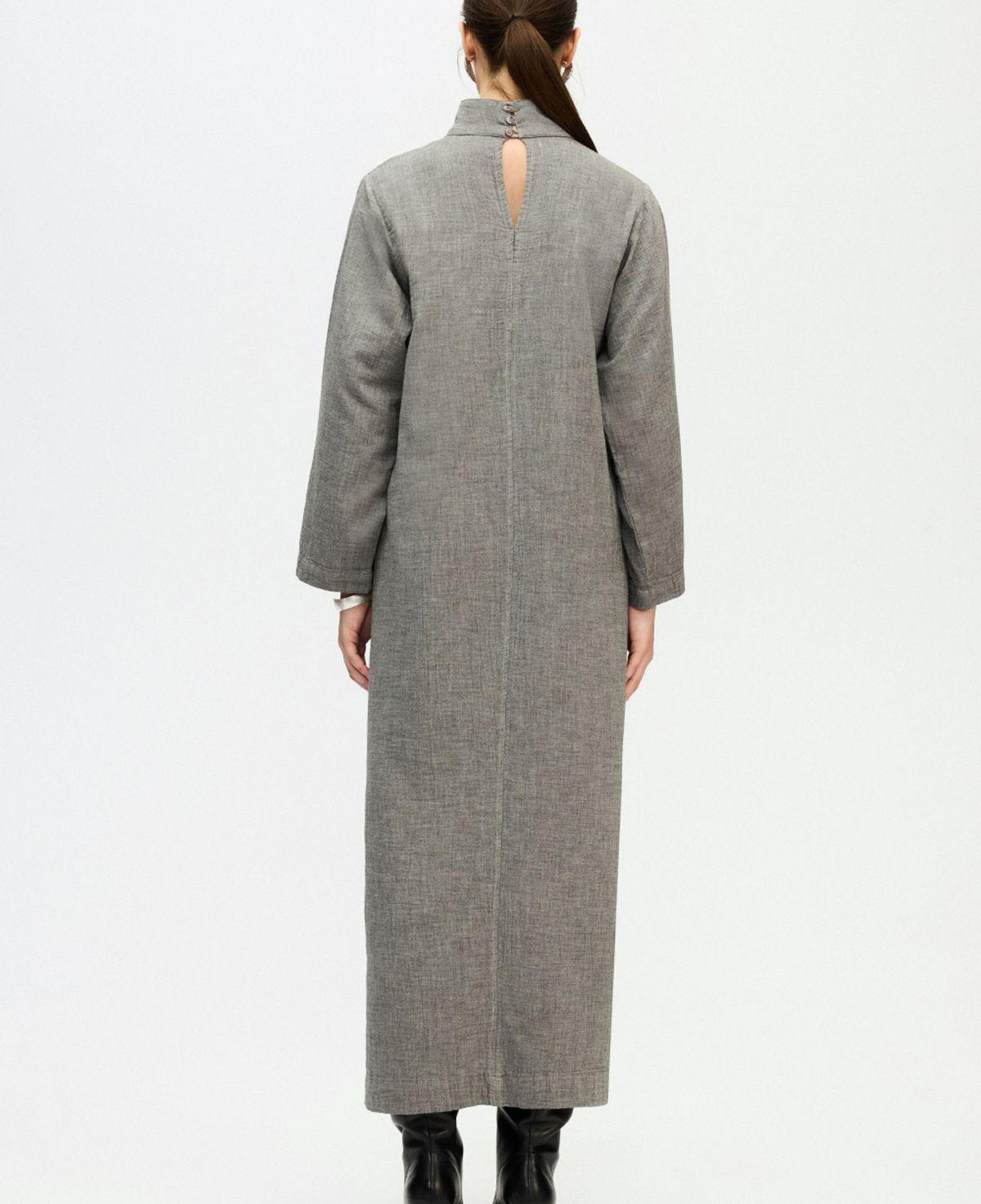 İKİKIZ Gri Boğazlı Elbise Kadın Renkli