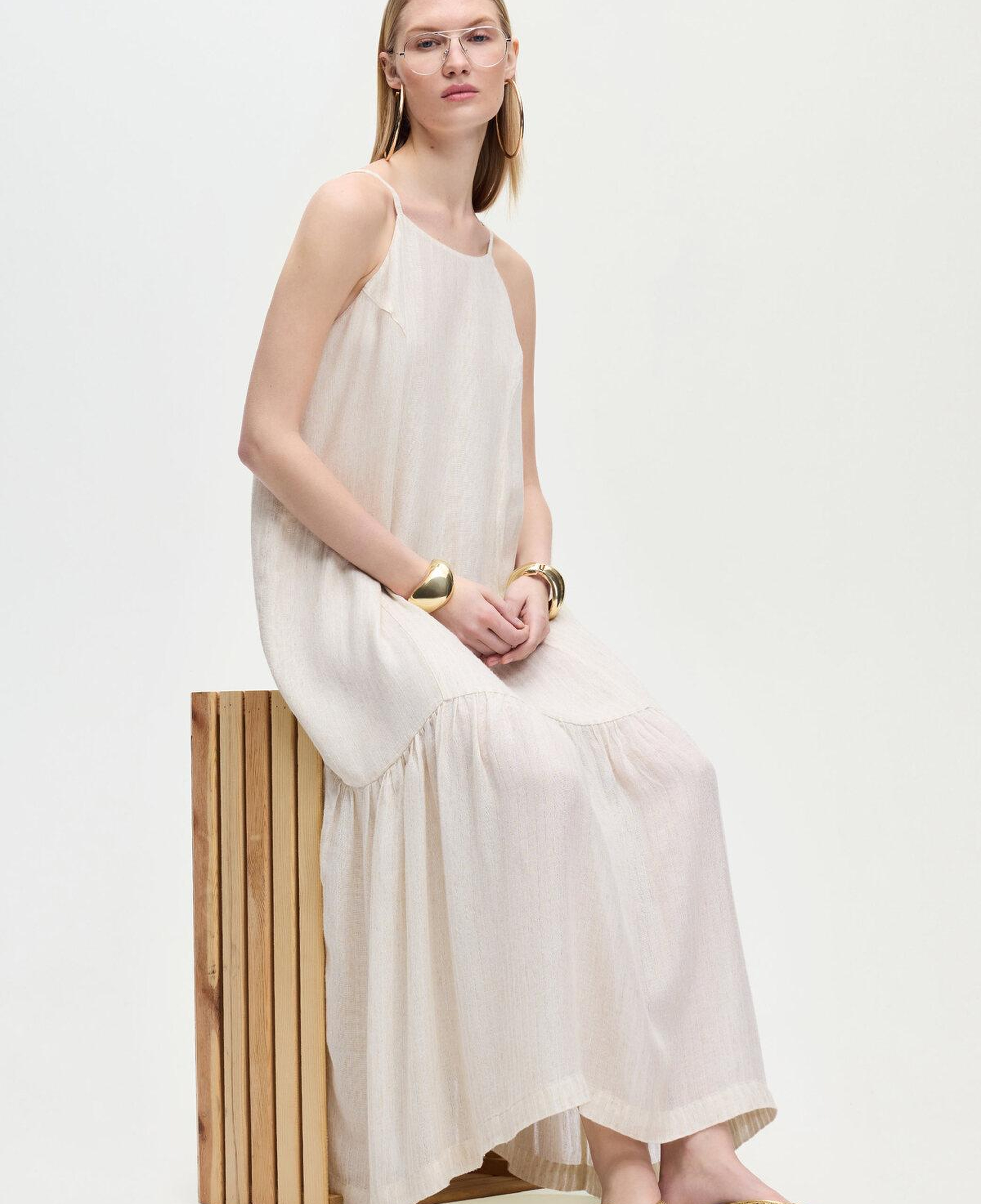 İKİKIZ Naturel İp Askılı Elbise Kadın Naturel