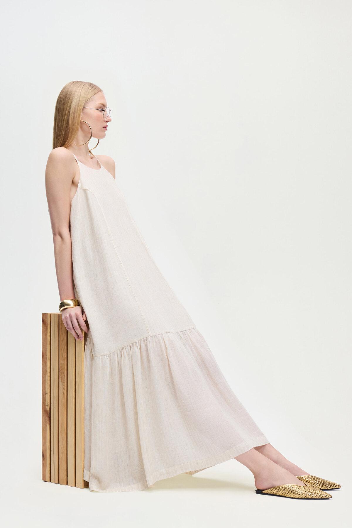 İKİKIZ Naturel İp Askılı Elbise Kadın Naturel