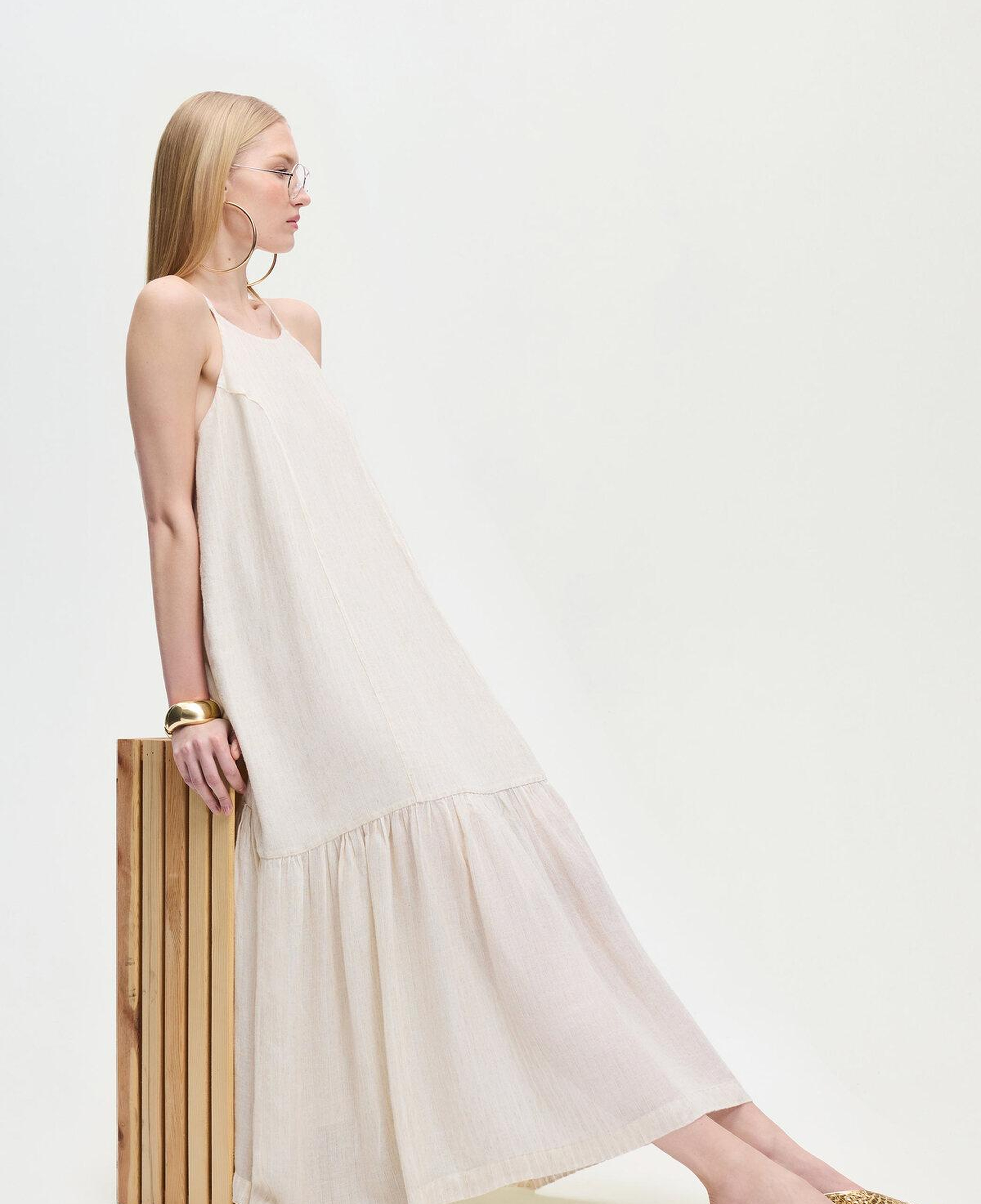 İKİKIZ Naturel İp Askılı Elbise Kadın Naturel