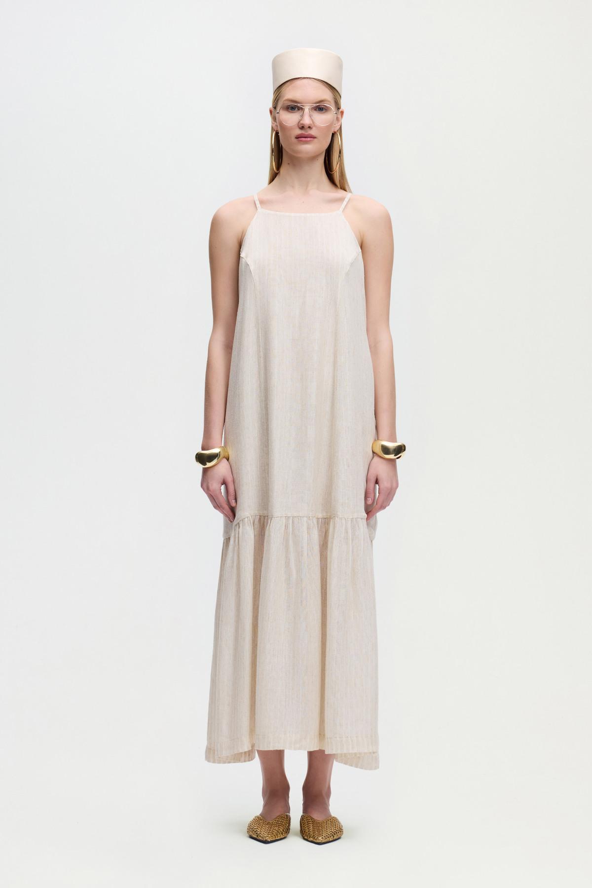 İKİKIZ Naturel İp Askılı Elbise Kadın Naturel