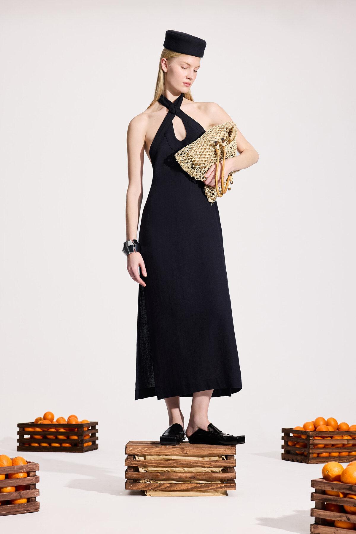 İKİKIZ Siyah Keten Elbise Kadın Renkli