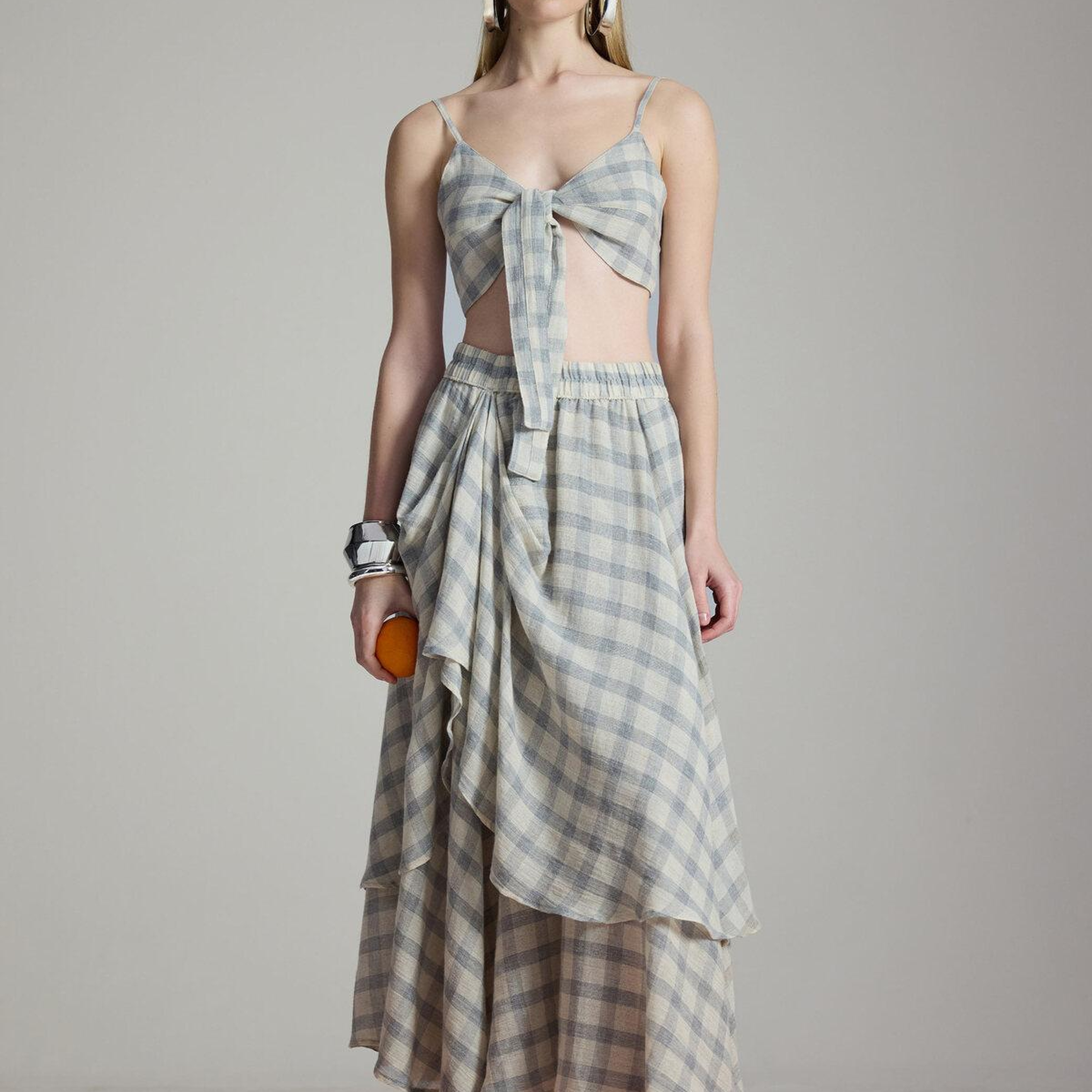 İKİKIZ Gri Ekose Bra Kadın Renkli