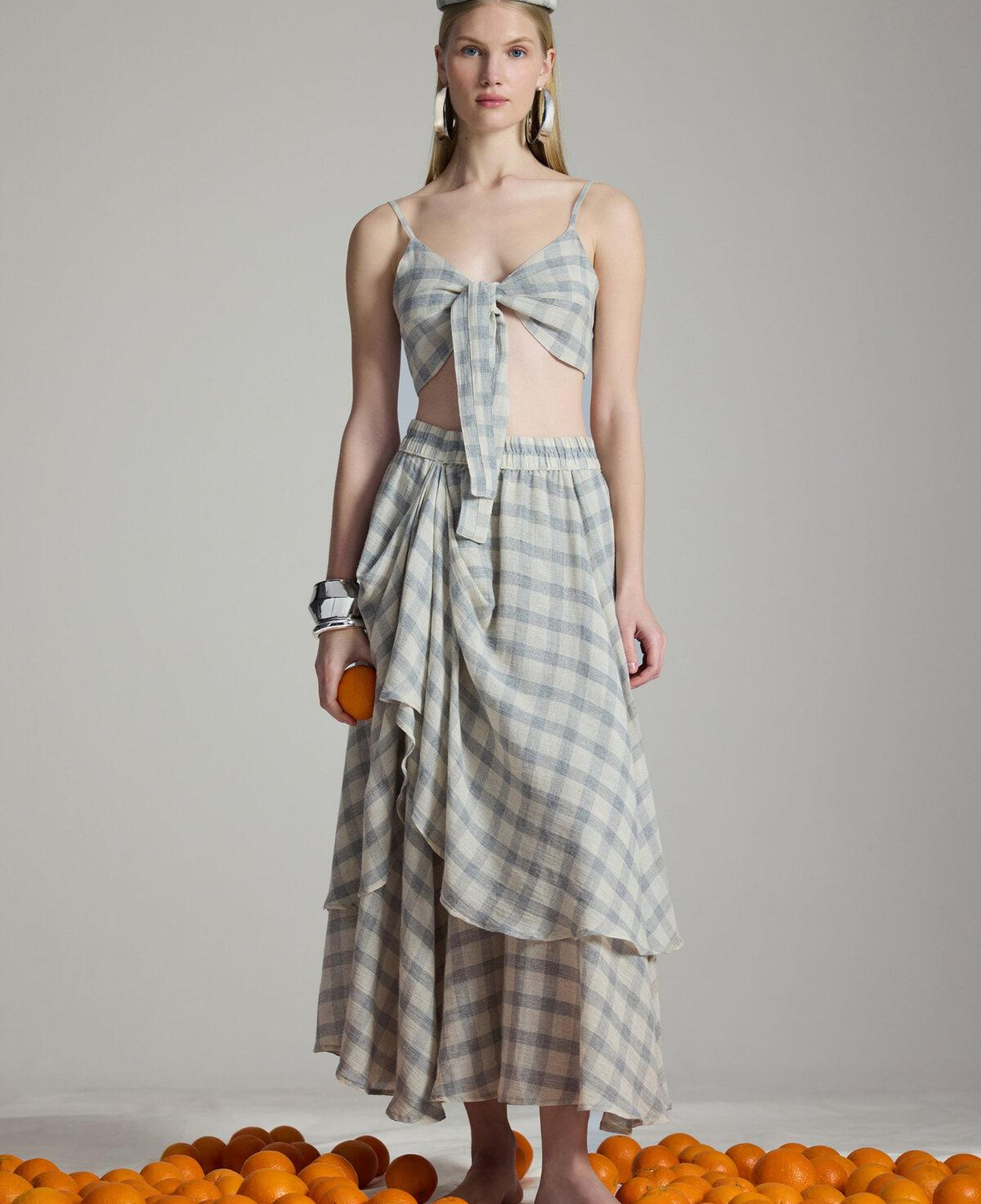 İKİKIZ Gri Ekose Bra Kadın Renkli