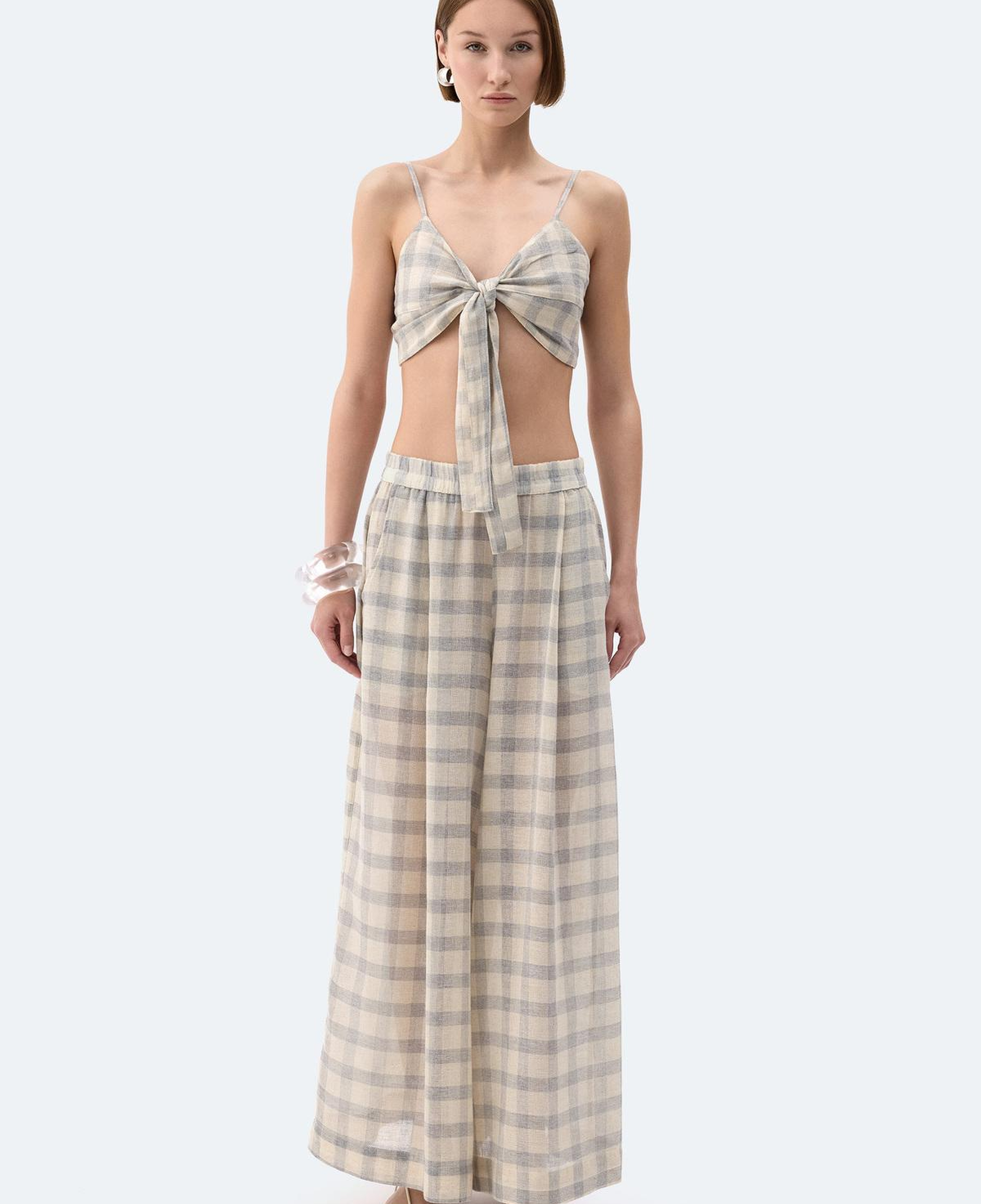 İKİKIZ Gri Ekose Bra Kadın Renkli