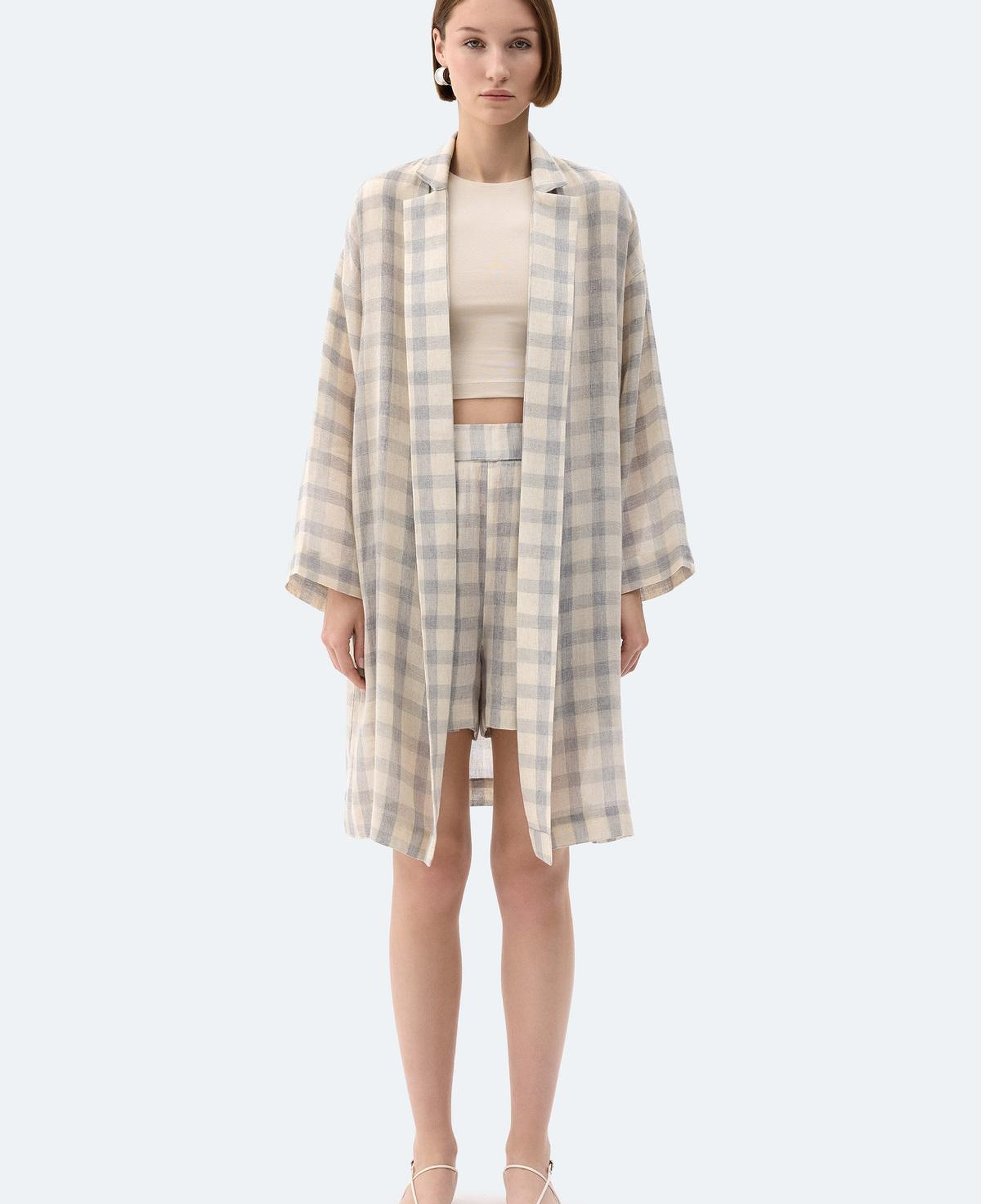 İKİKIZ Gri Ekose Kimono Kadın Renkli