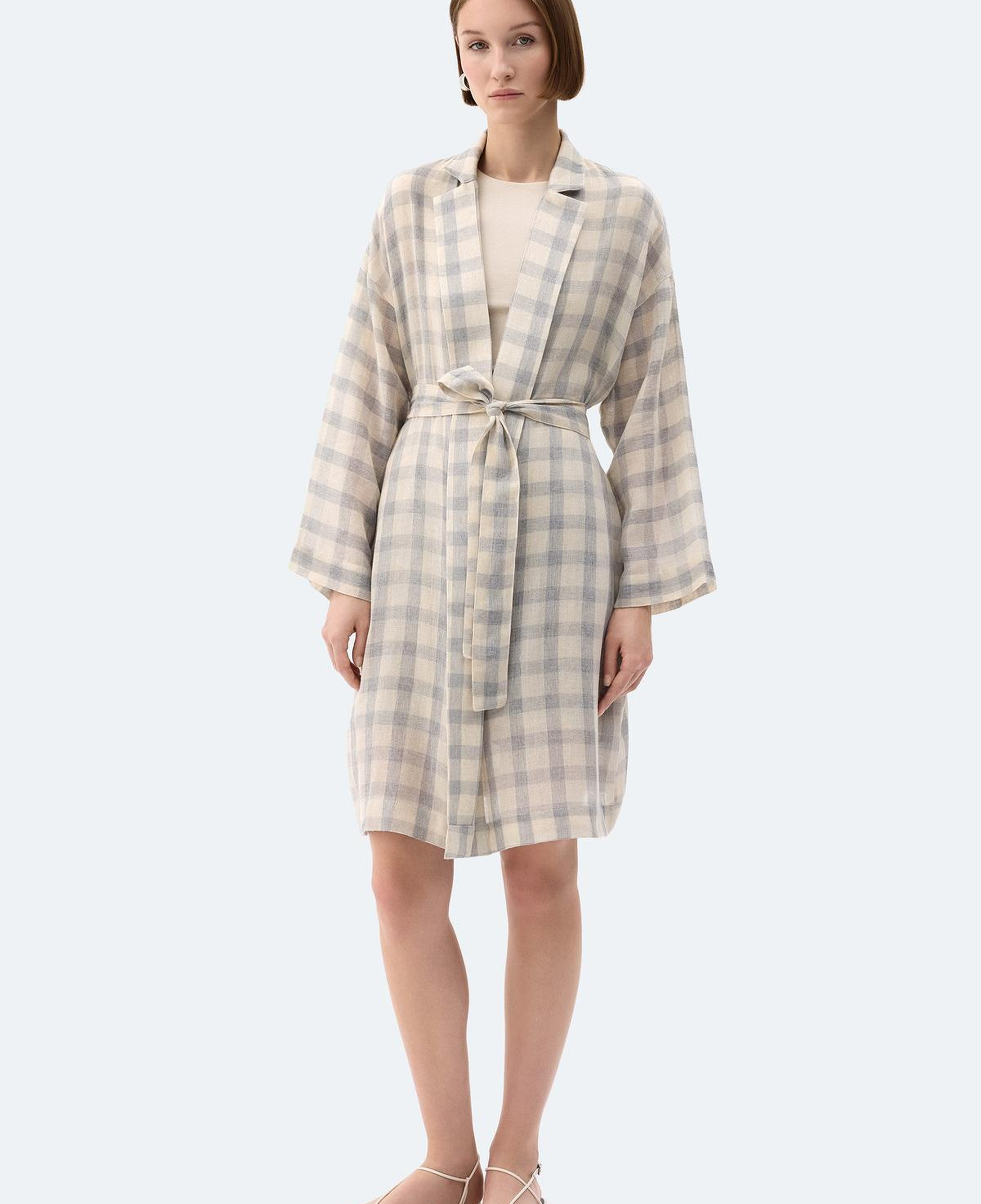 İKİKIZ Gri Ekose Kimono Kadın Renkli