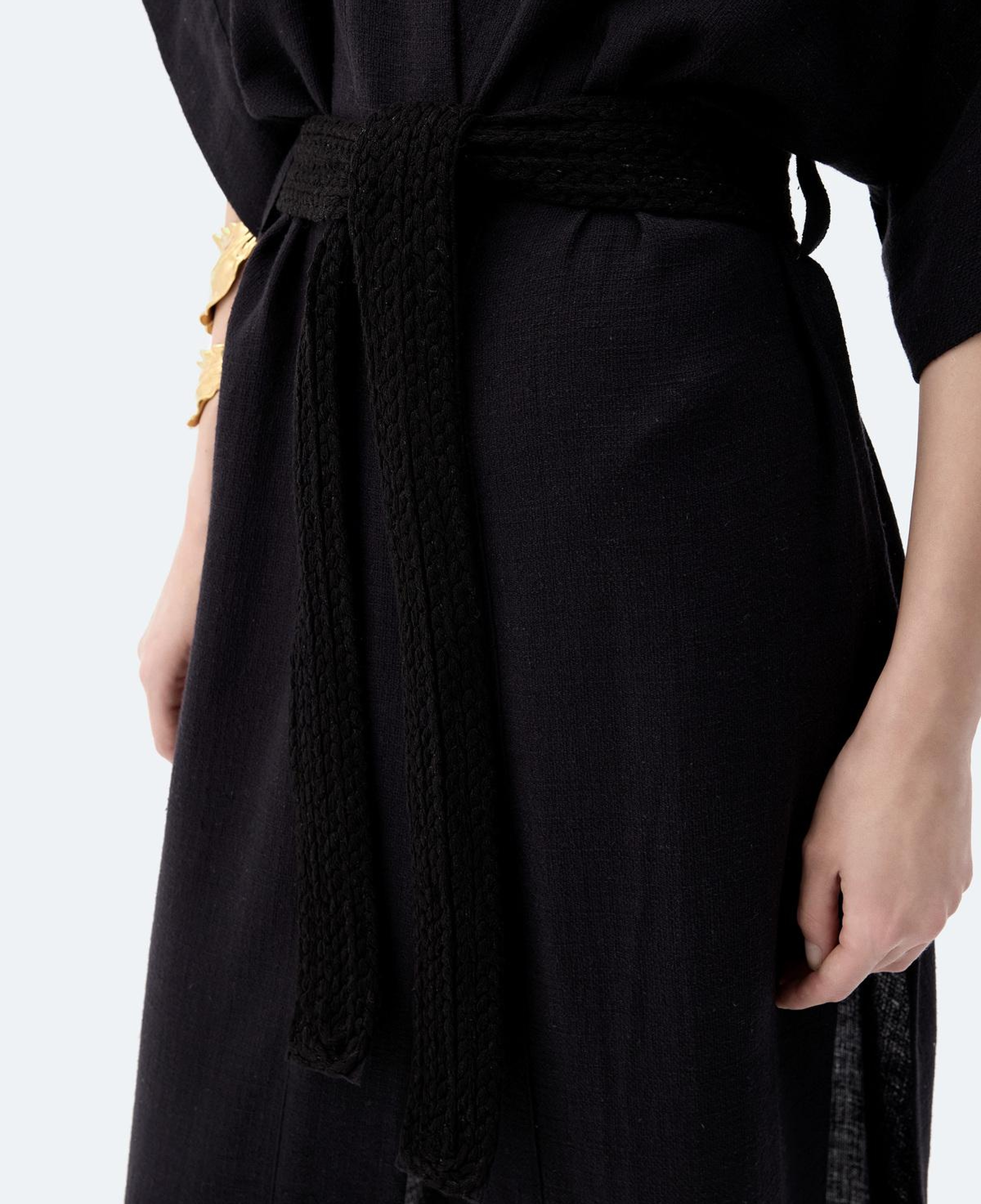 İKİKIZ Siyah Keten Kimono Kadın Renkli