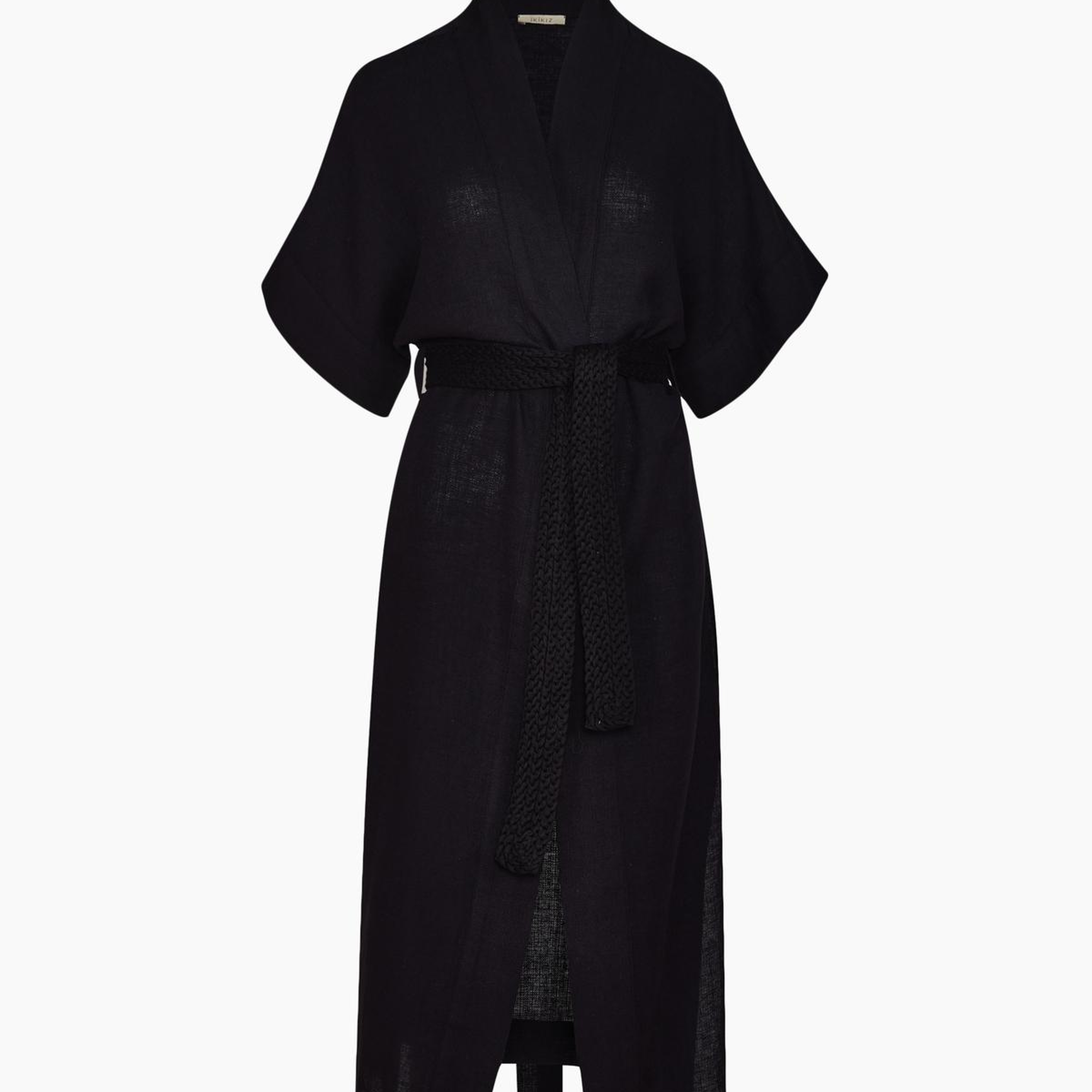 İKİKIZ Siyah Keten Kimono Kadın Renkli