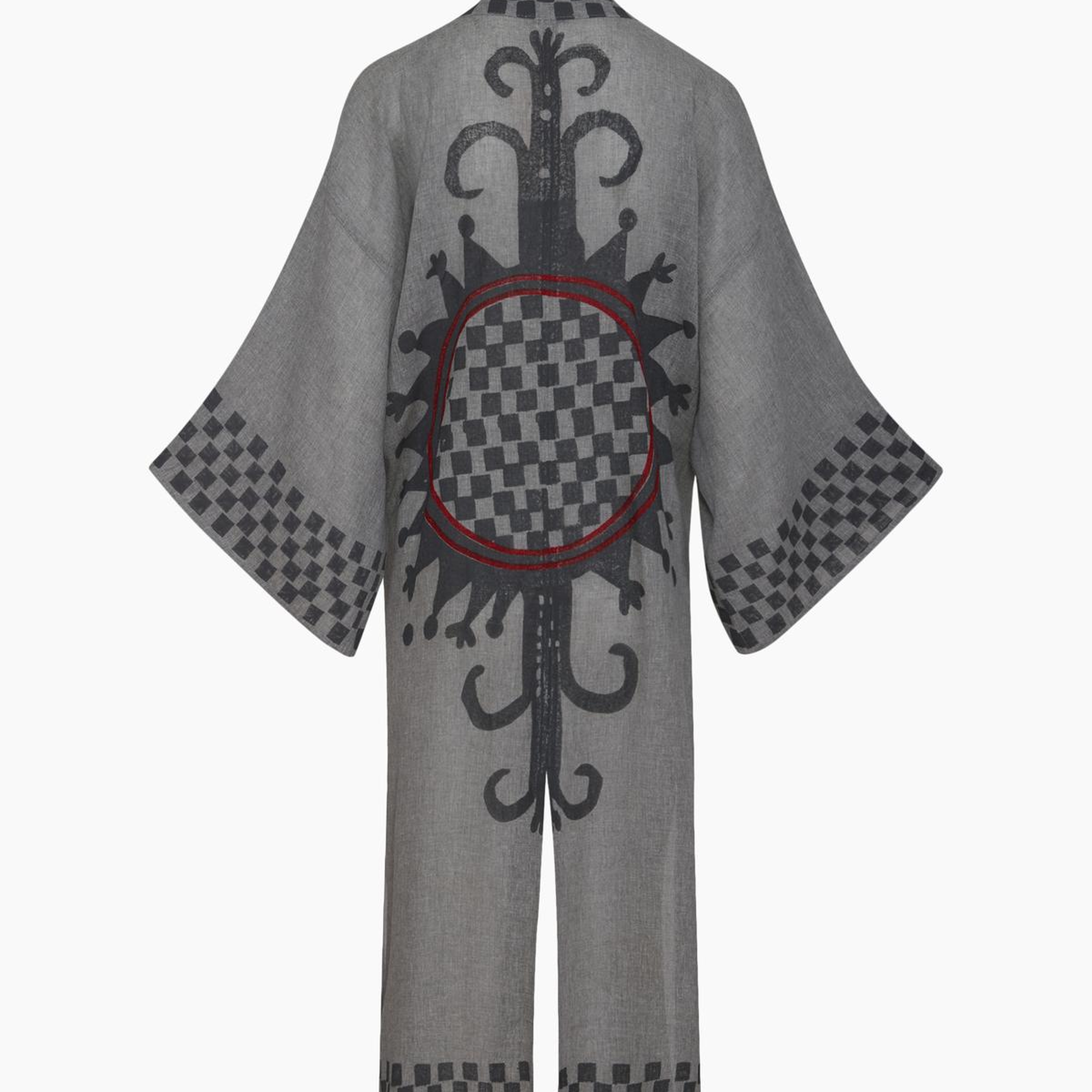 İKİKIZ Dama Desenli Kimono Kadın Renkli