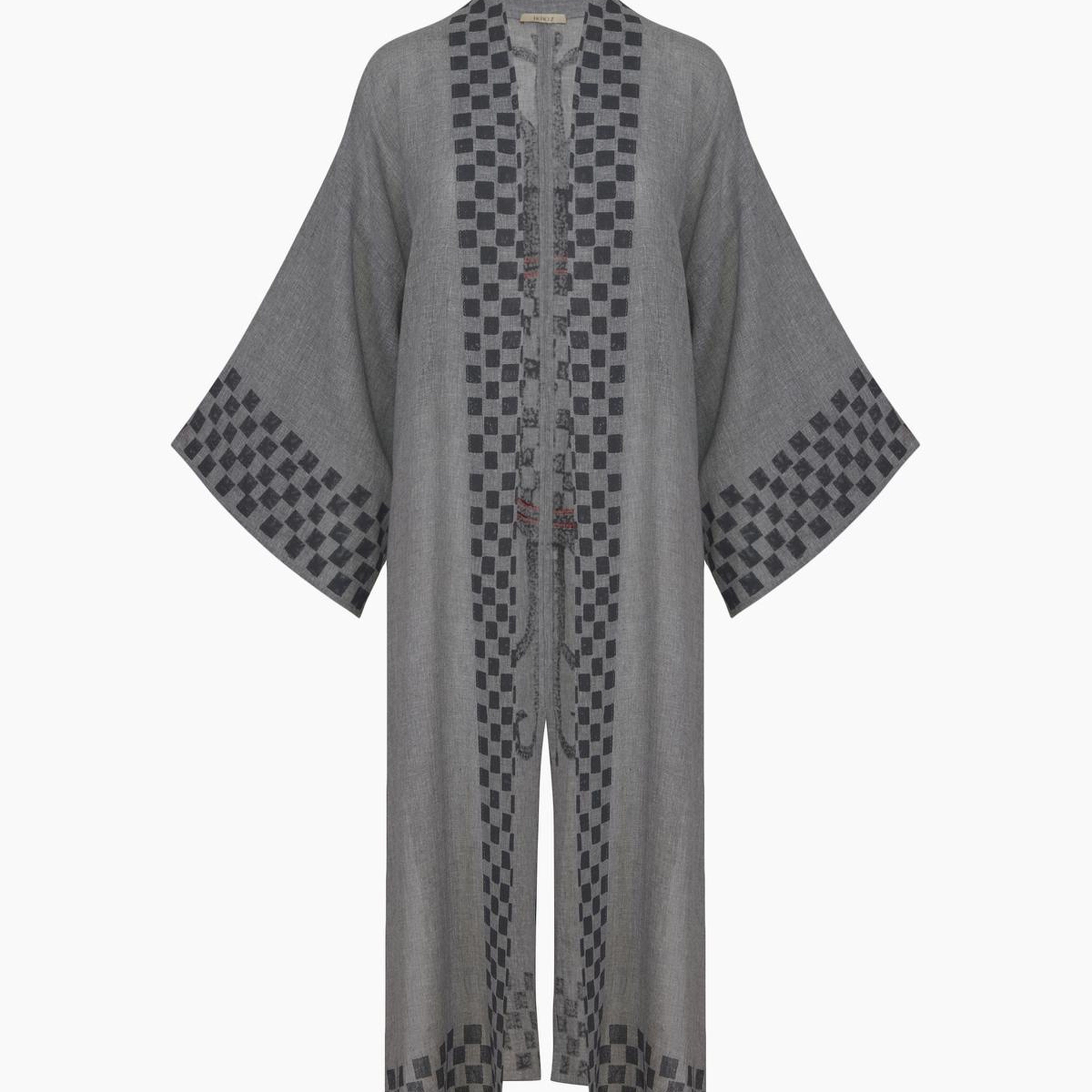 İKİKIZ Dama Desenli Kimono Kadın Renkli