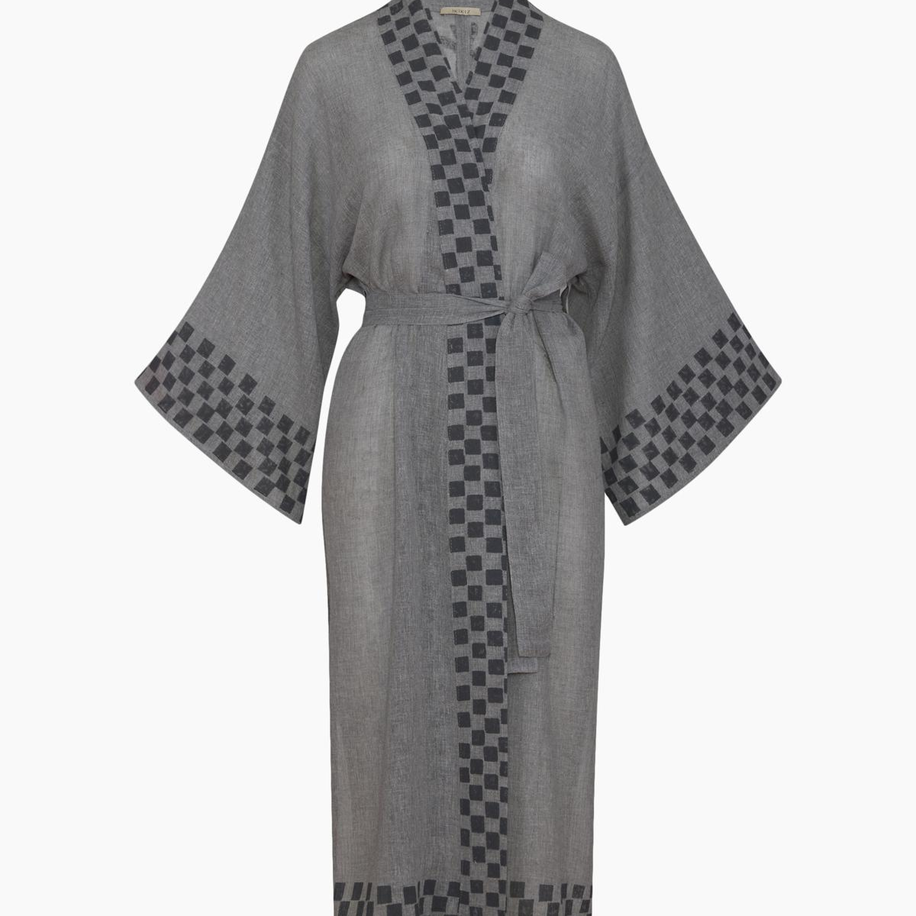 İKİKIZ Dama Desenli Kimono Kadın Renkli