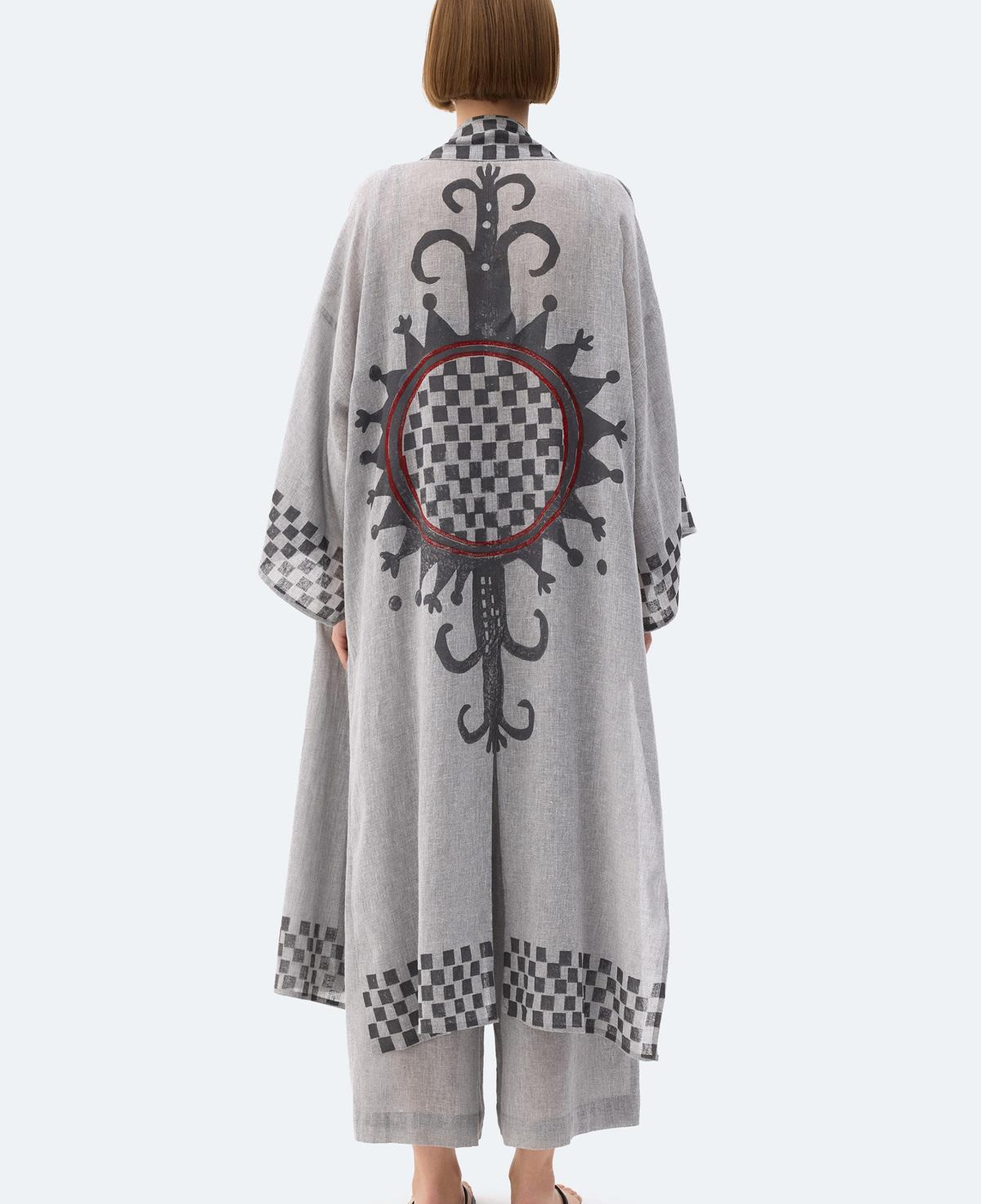 İKİKIZ Dama Desenli Kimono Kadın Renkli