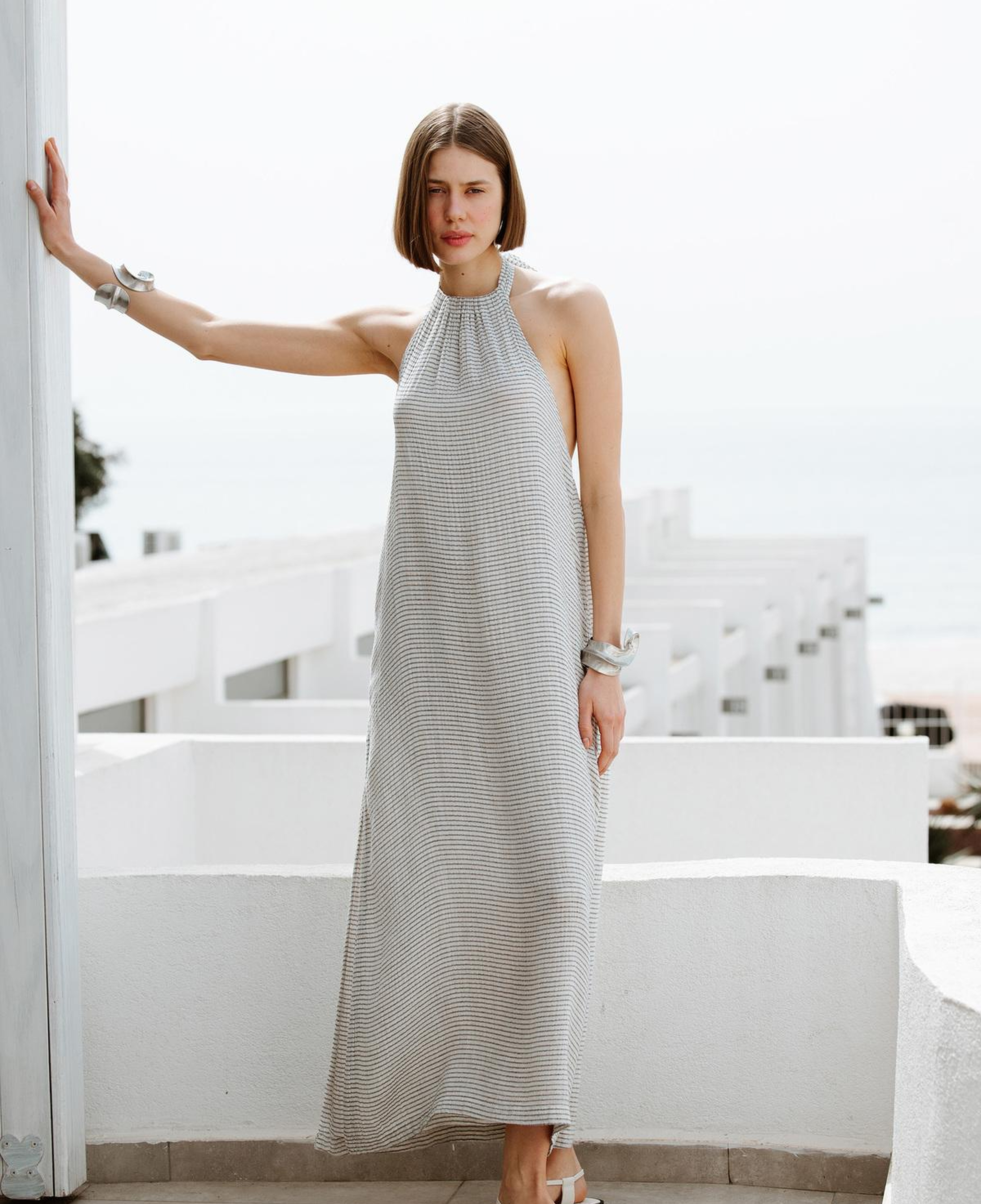 İKİKIZ Siyah Çizgili Elbise Kadın Renkli