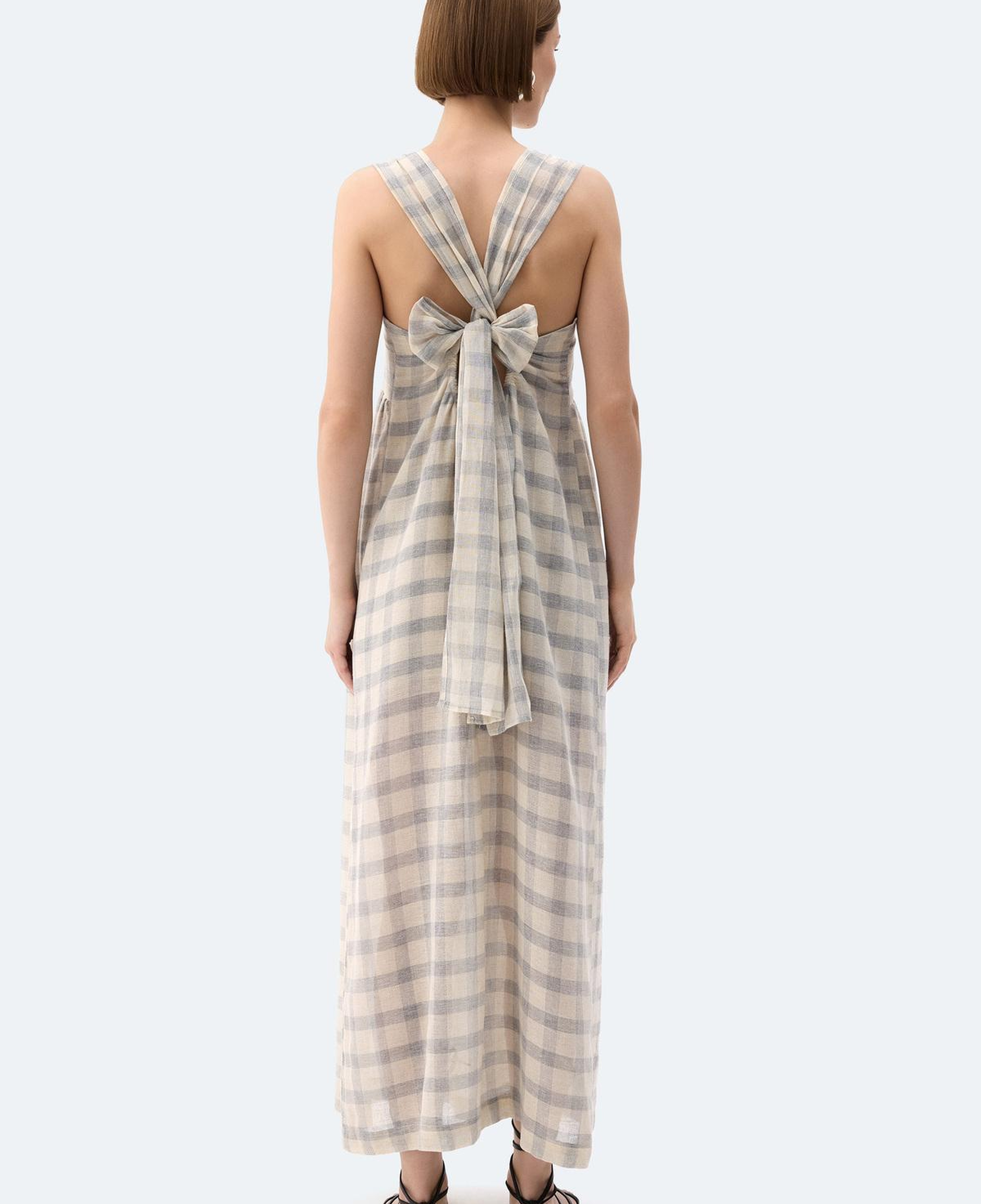 İKİKIZ Gri Ekose Askılı Elbise Kadın Renkli