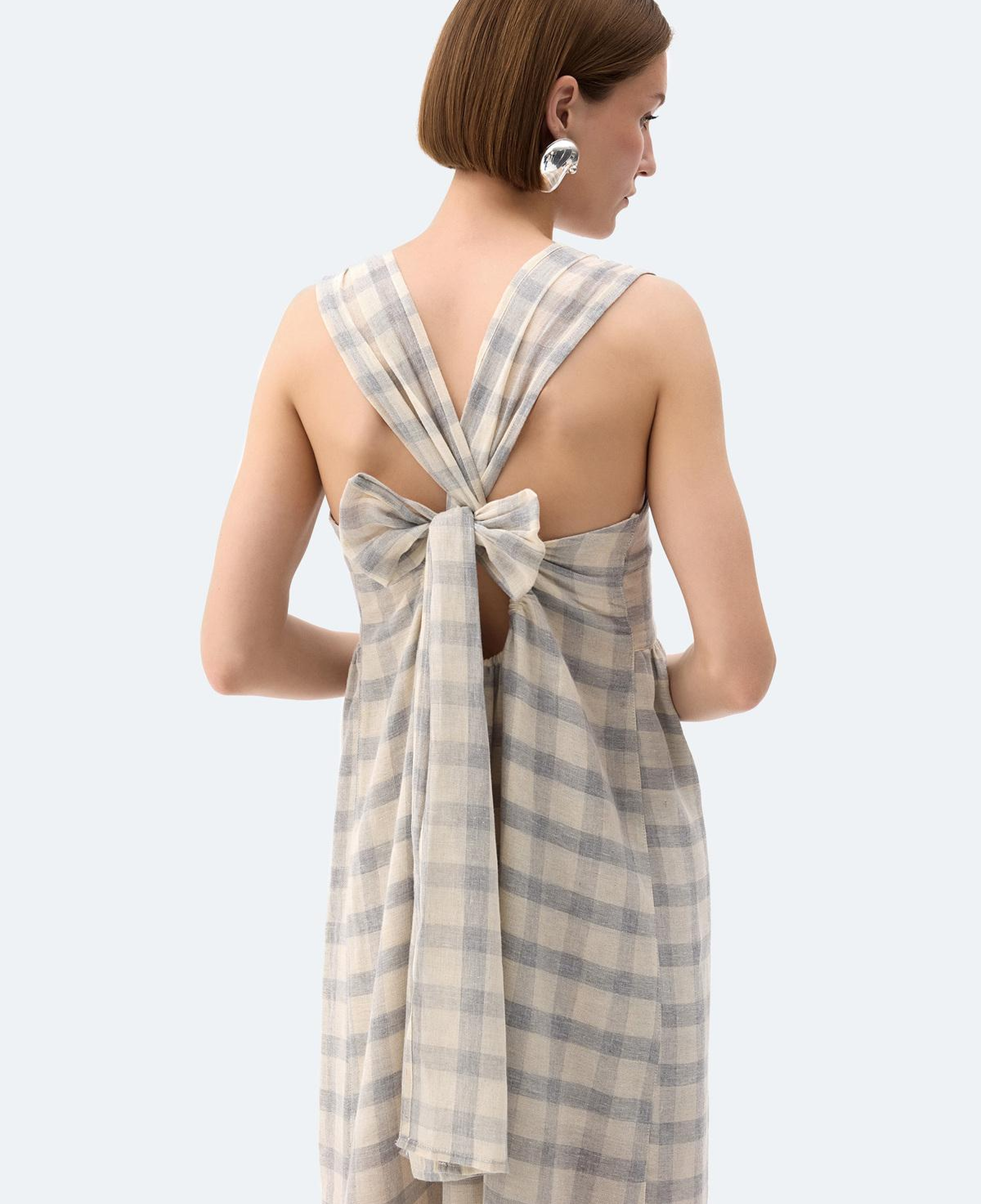 İKİKIZ Gri Ekose Askılı Elbise Kadın Renkli